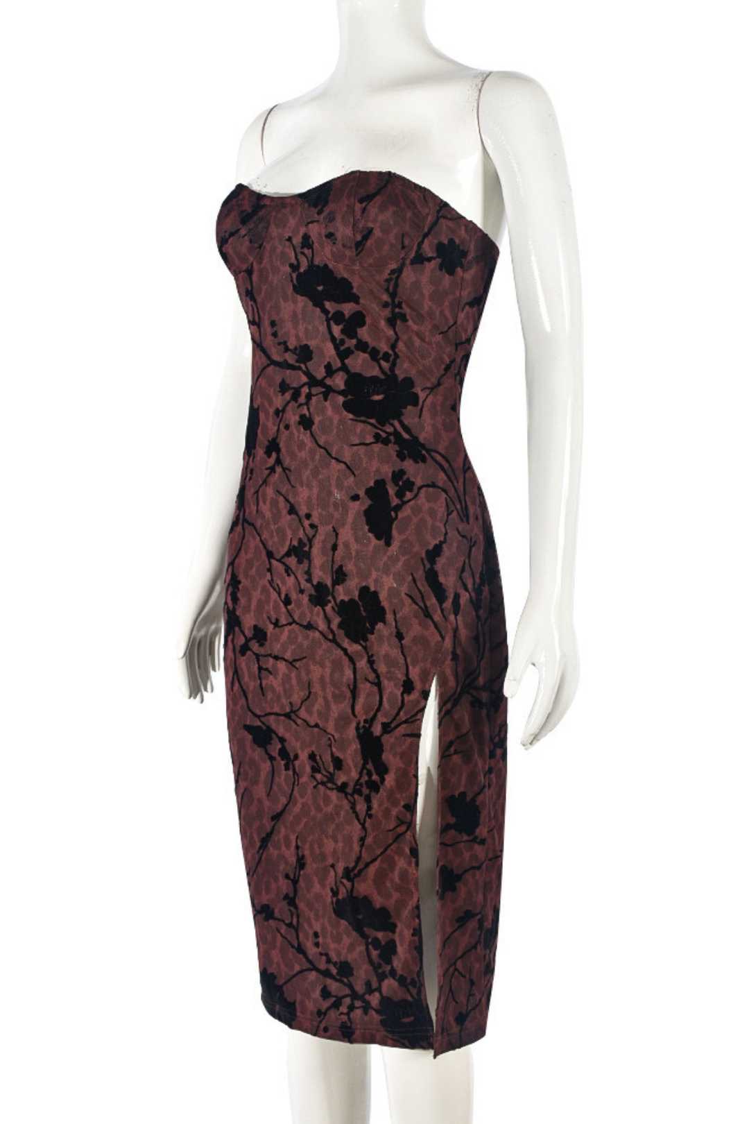 One-line Collar Hollow Chest Wrapped Mesh Dress