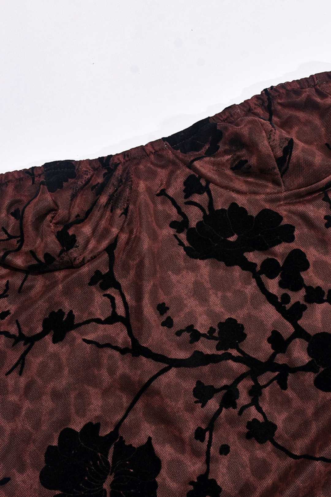 One-line Collar Hollow Chest Wrapped Mesh Dress