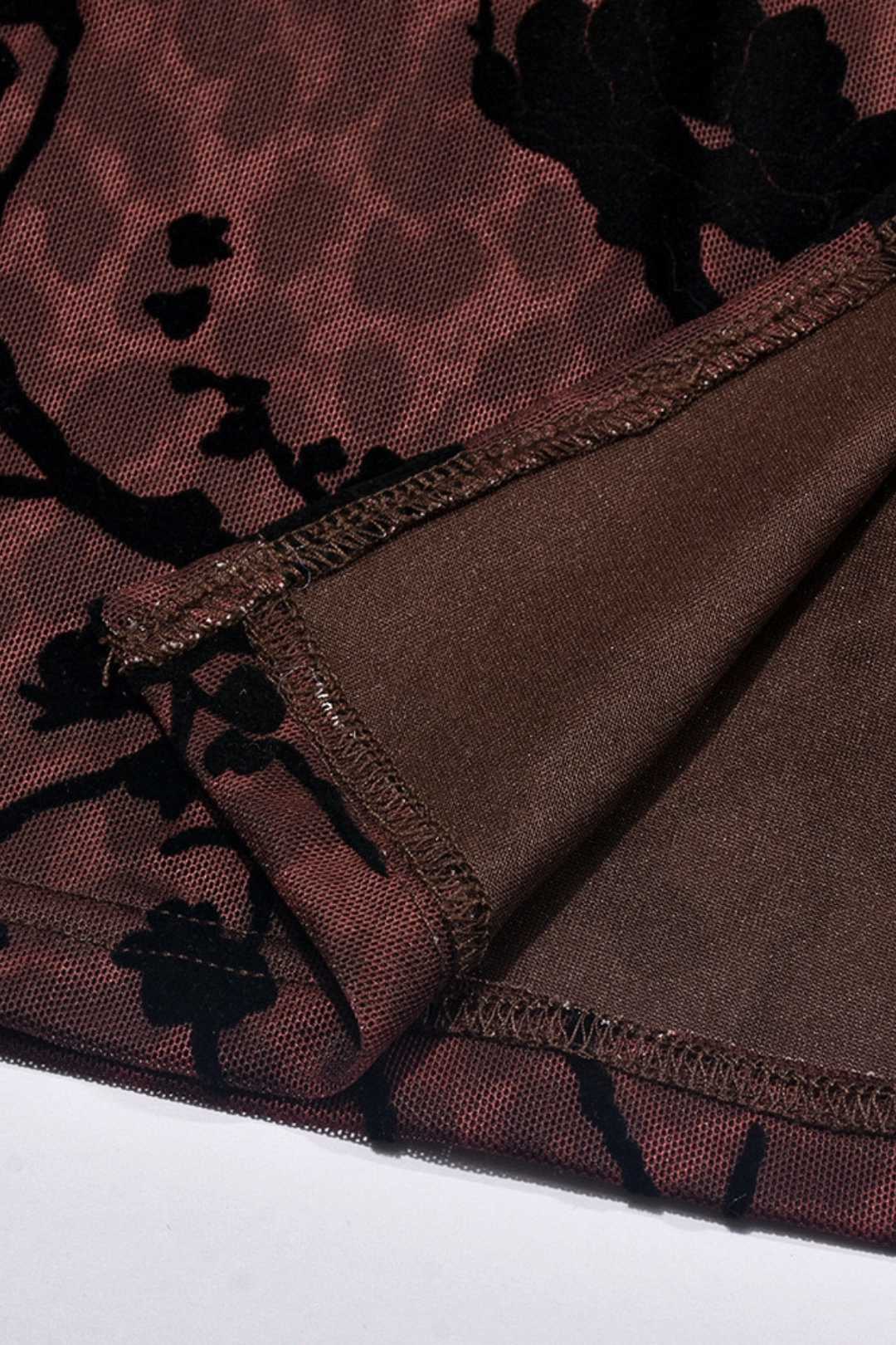 One-line Collar Hollow Chest Wrapped Mesh Dress