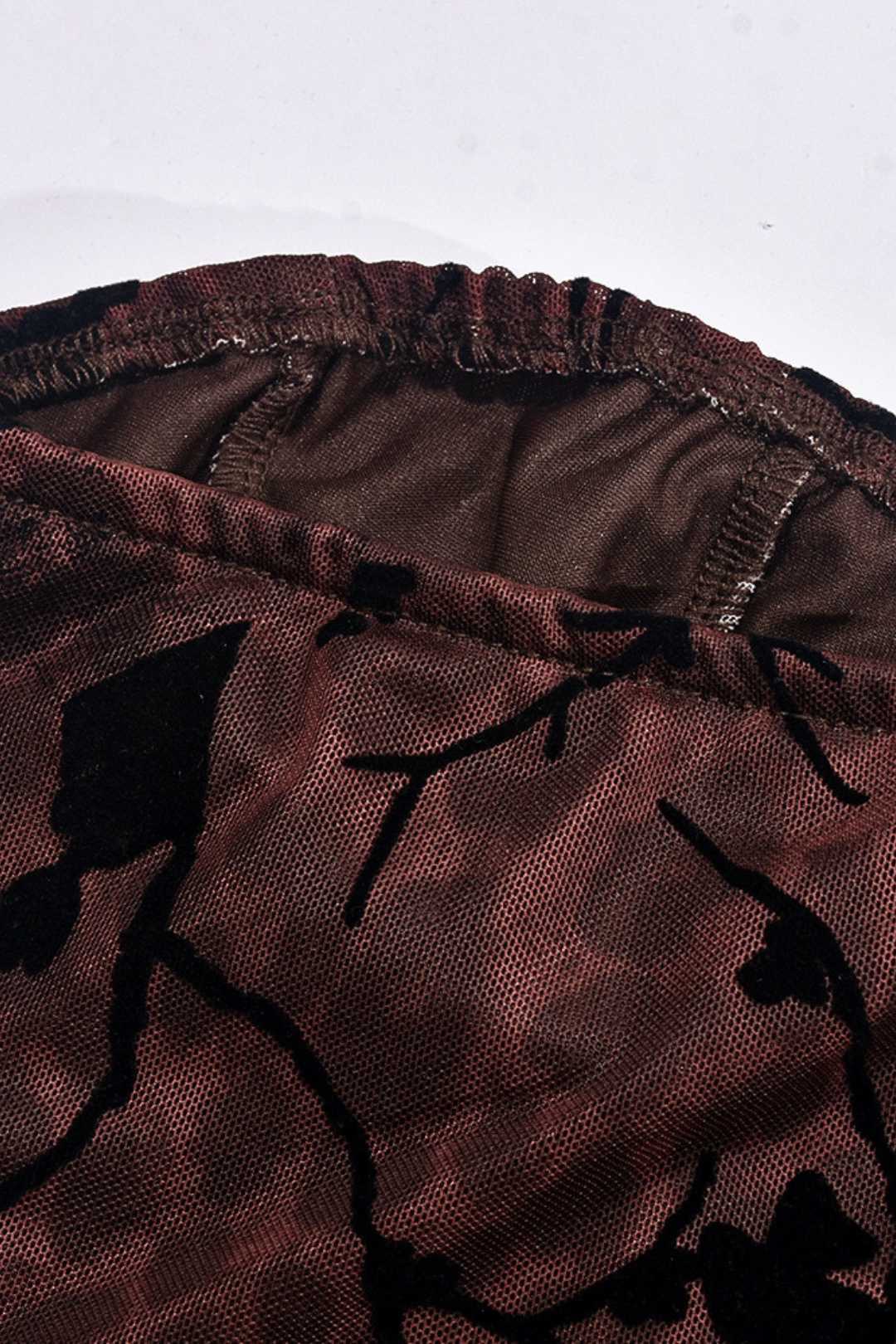 One-line Collar Hollow Chest Wrapped Mesh Dress