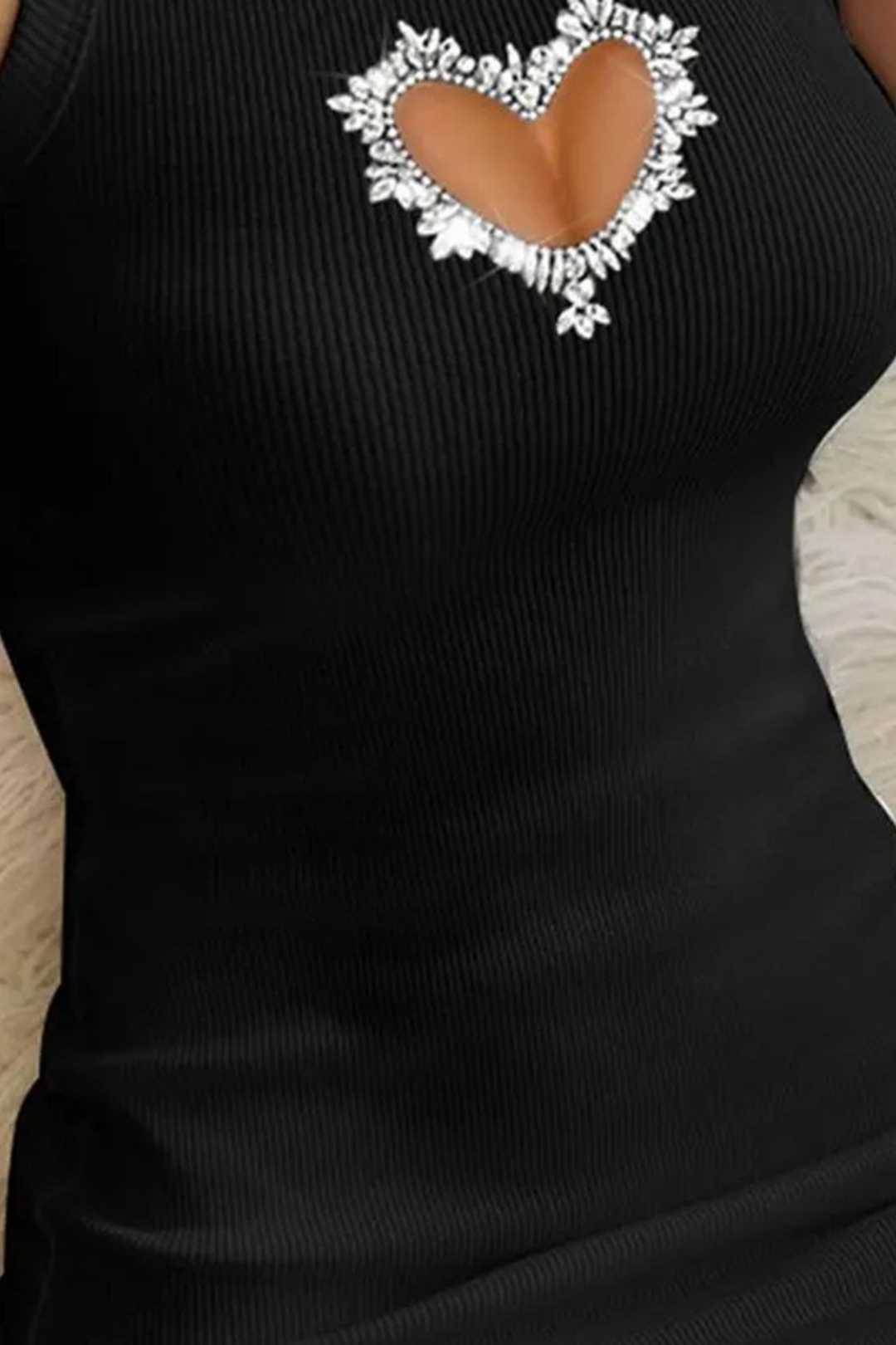 Backless Sleeveless Love Hollow Hot Diamond Tube Top Dress