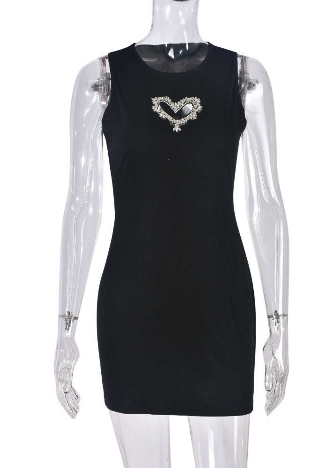 Backless Sleeveless Love Hollow Hot Diamond Tube Top Dress