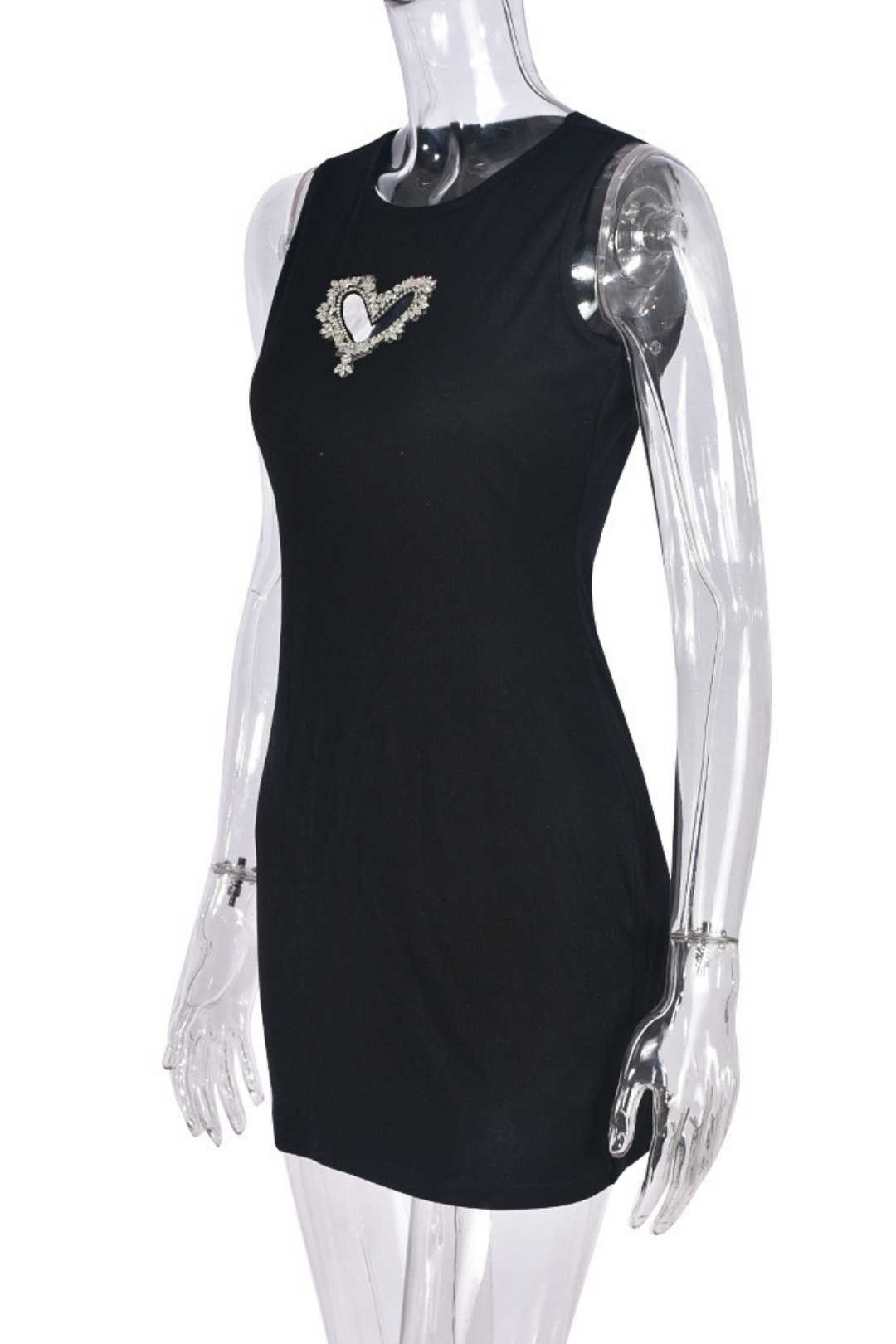 Backless Sleeveless Love Hollow Hot Diamond Tube Top Dress