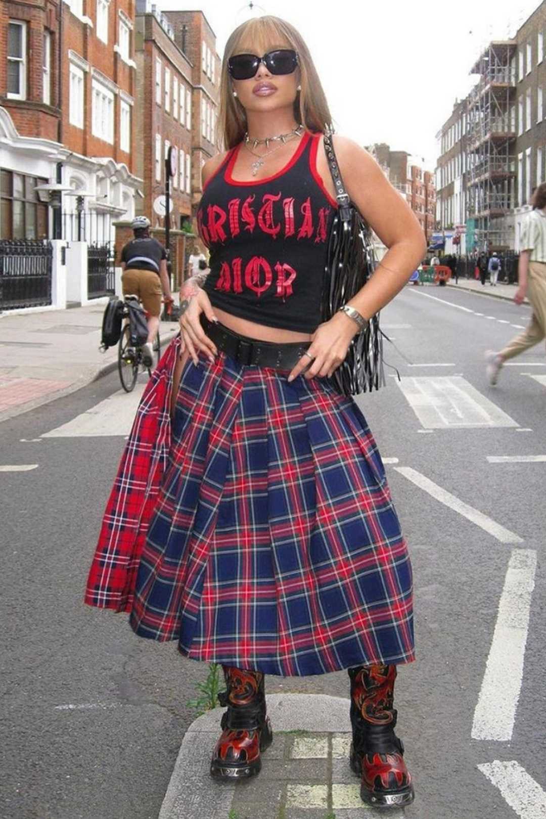 Stitching Contrasting Plaid Personalized Skirt