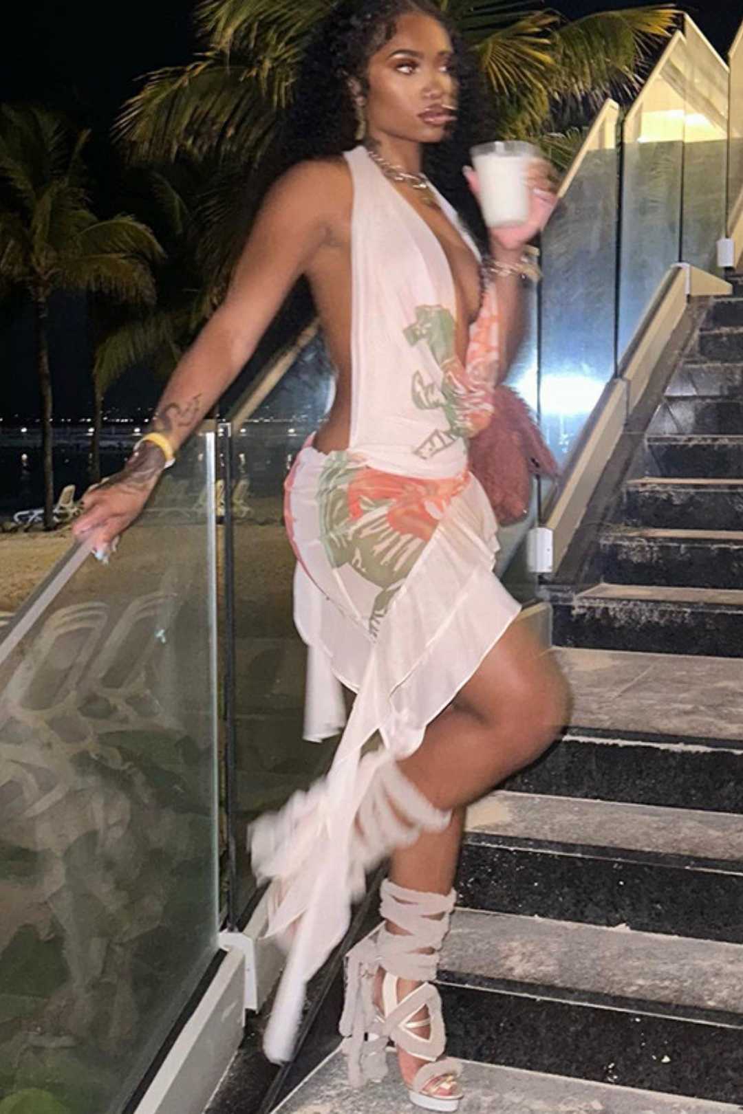 Halter Neck Halter Pile Collar Streamer Lace Sexy Slim Dress