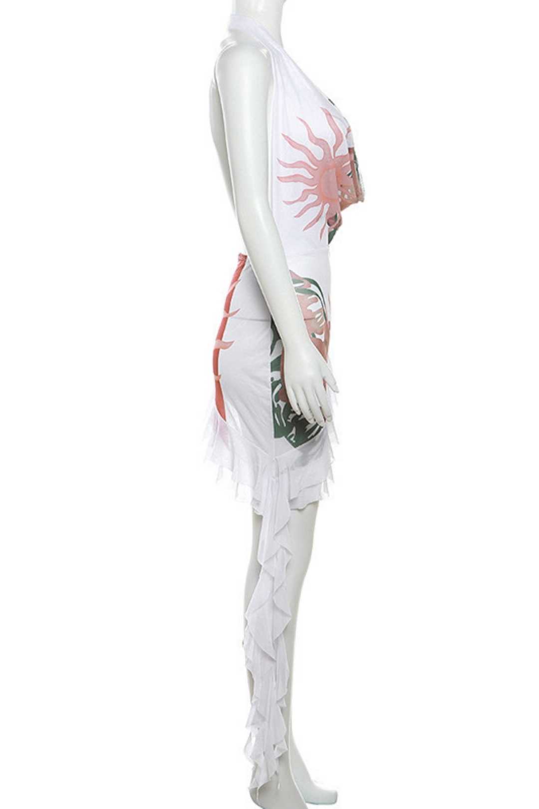 Halter Neck Halter Pile Collar Streamer Lace Sexy Slim Dress