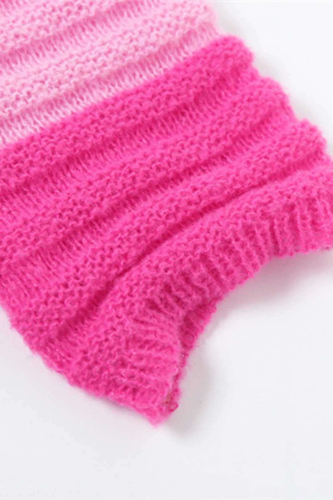 Color-blocked Knitted Buttoned Long-sleeved Slim Hip-hugging Dress