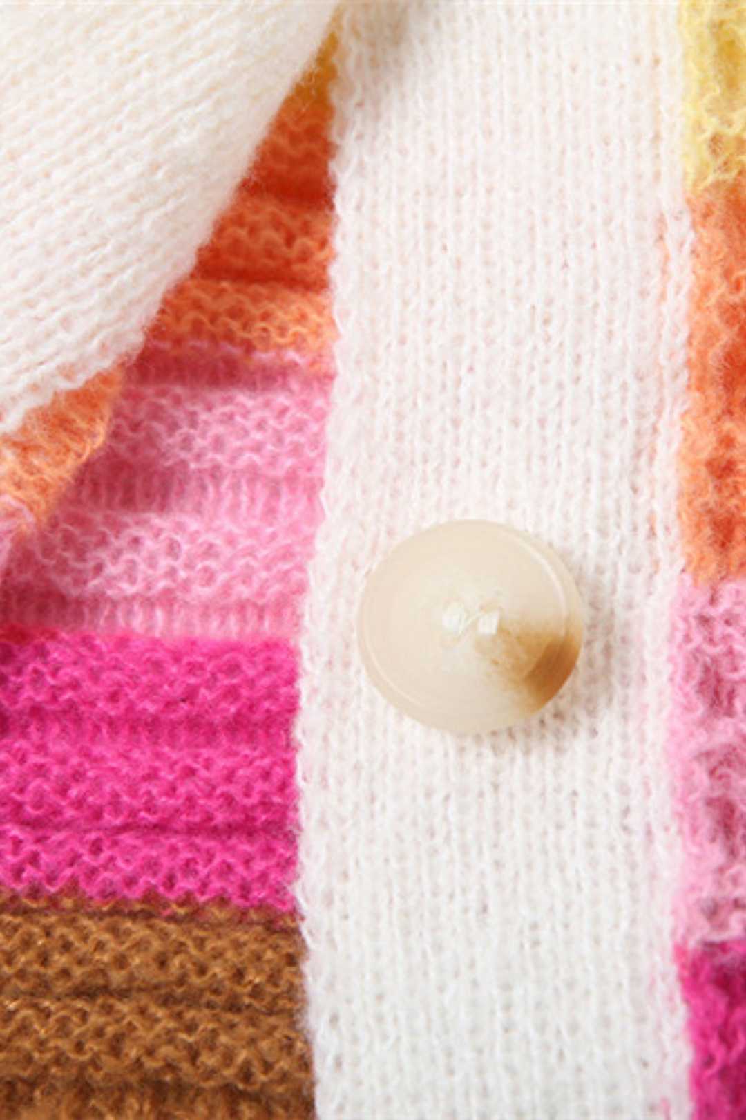 Color-blocked Knitted Buttoned Long-sleeved Slim Hip-hugging Dress