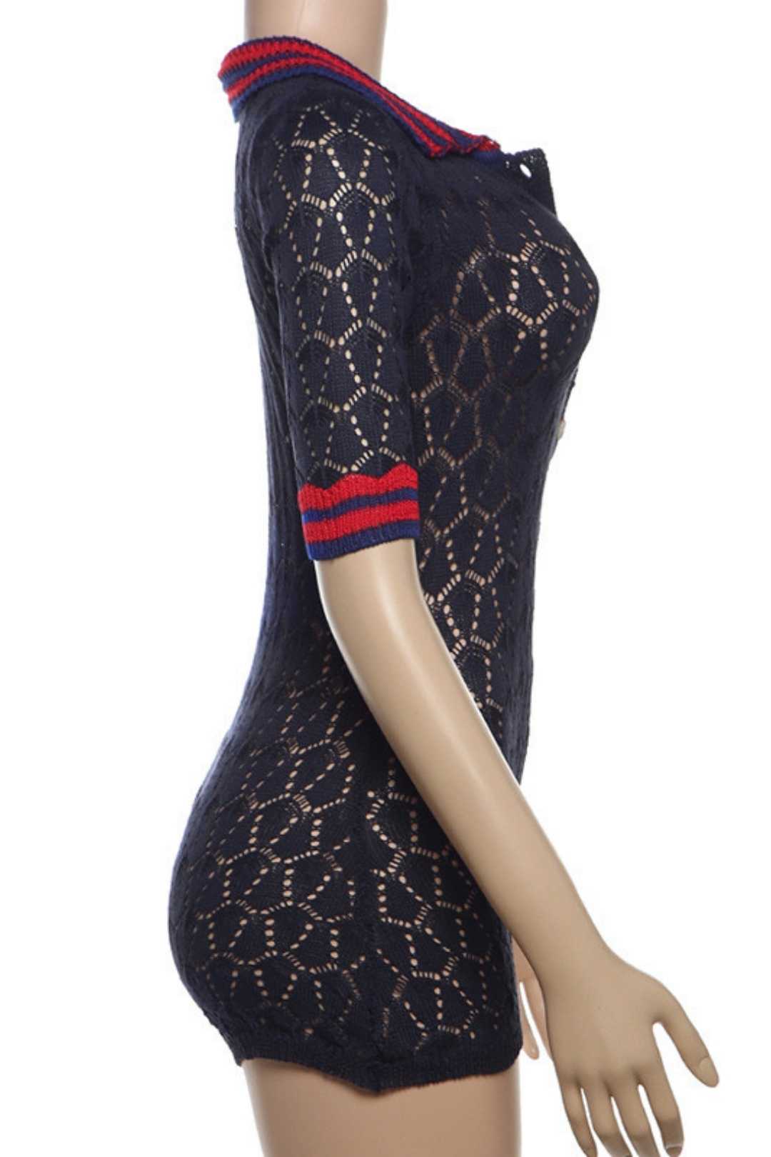 Collar Short-sleeved Knitted Tight High-waisted Romper