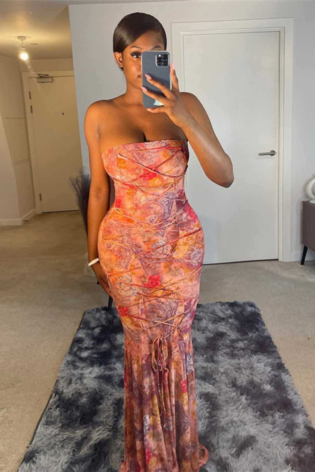 Sexy Backless Strap Slim Fishtail Dress