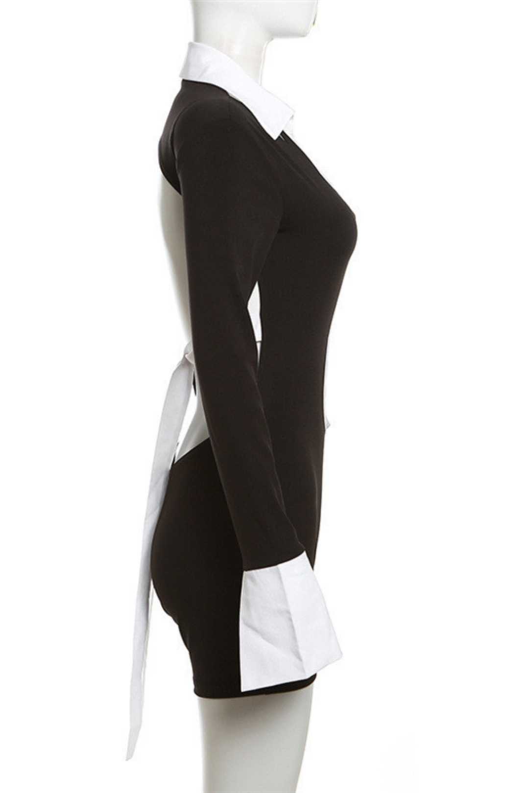 Backless Contrasting Color Slim Romper