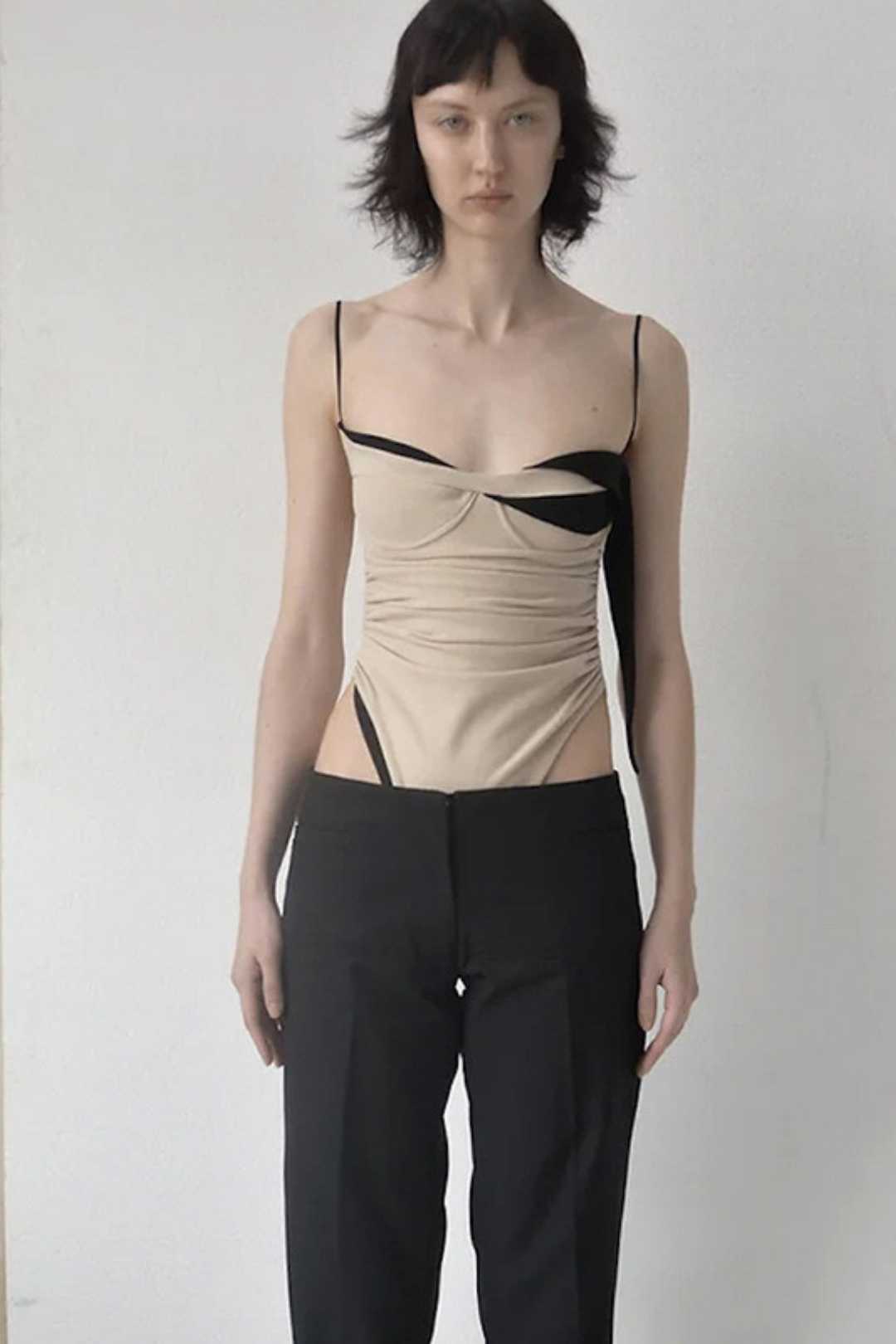 Backless Suspenders Slim Fit Bodysuit