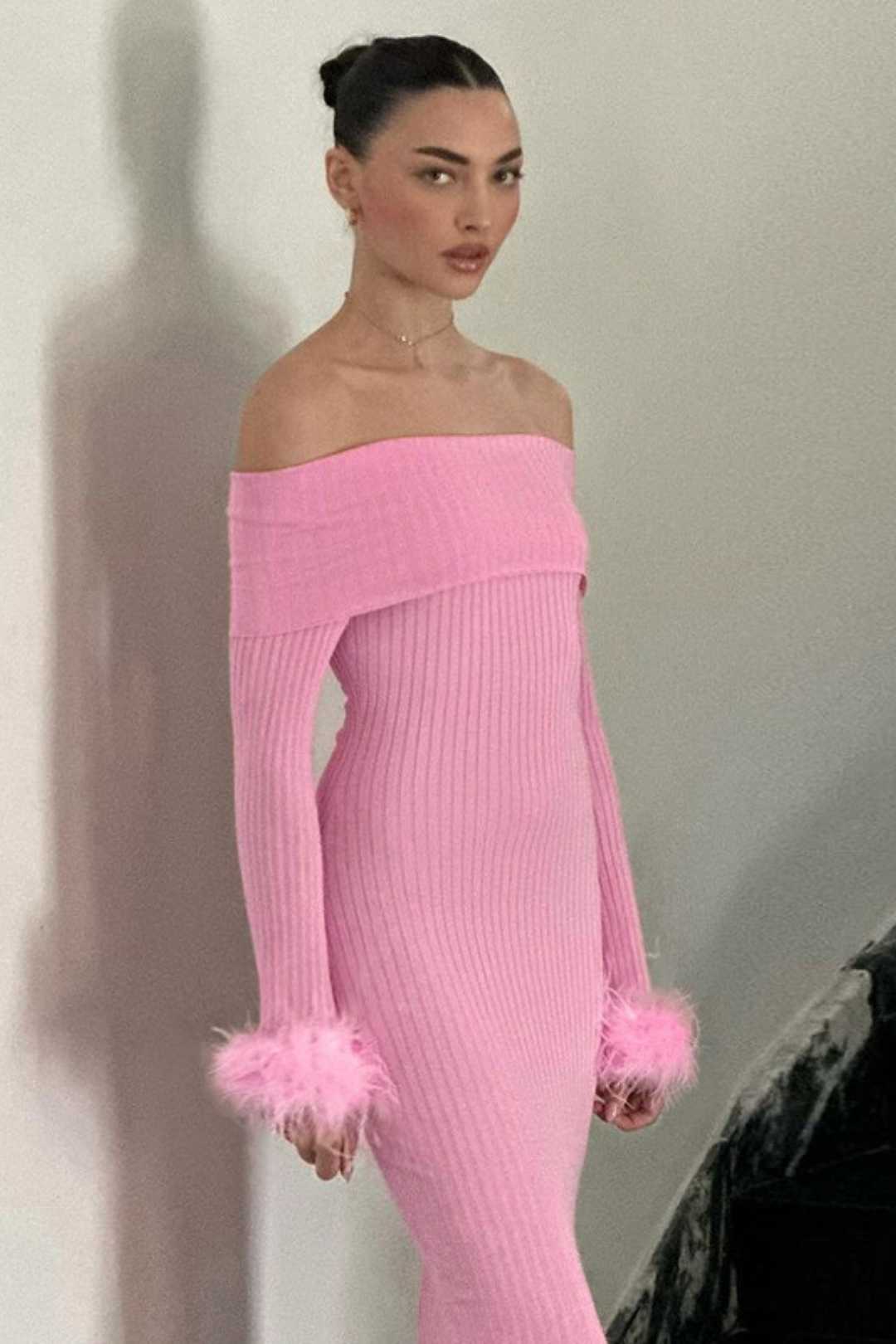 Collar Shawl Long-sleeved Splicing Dress