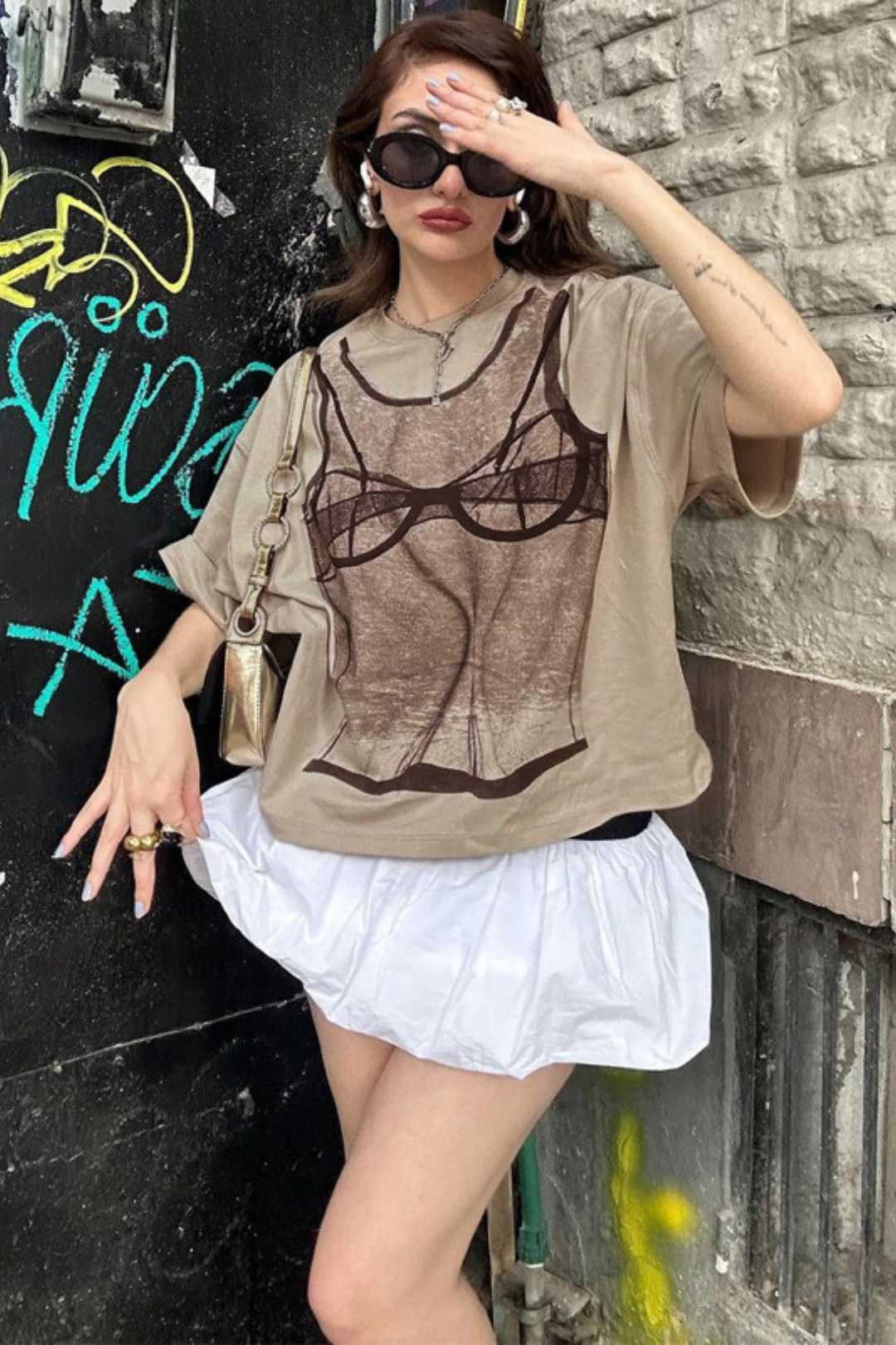 Printed Loose And Versatile Long T-shirt