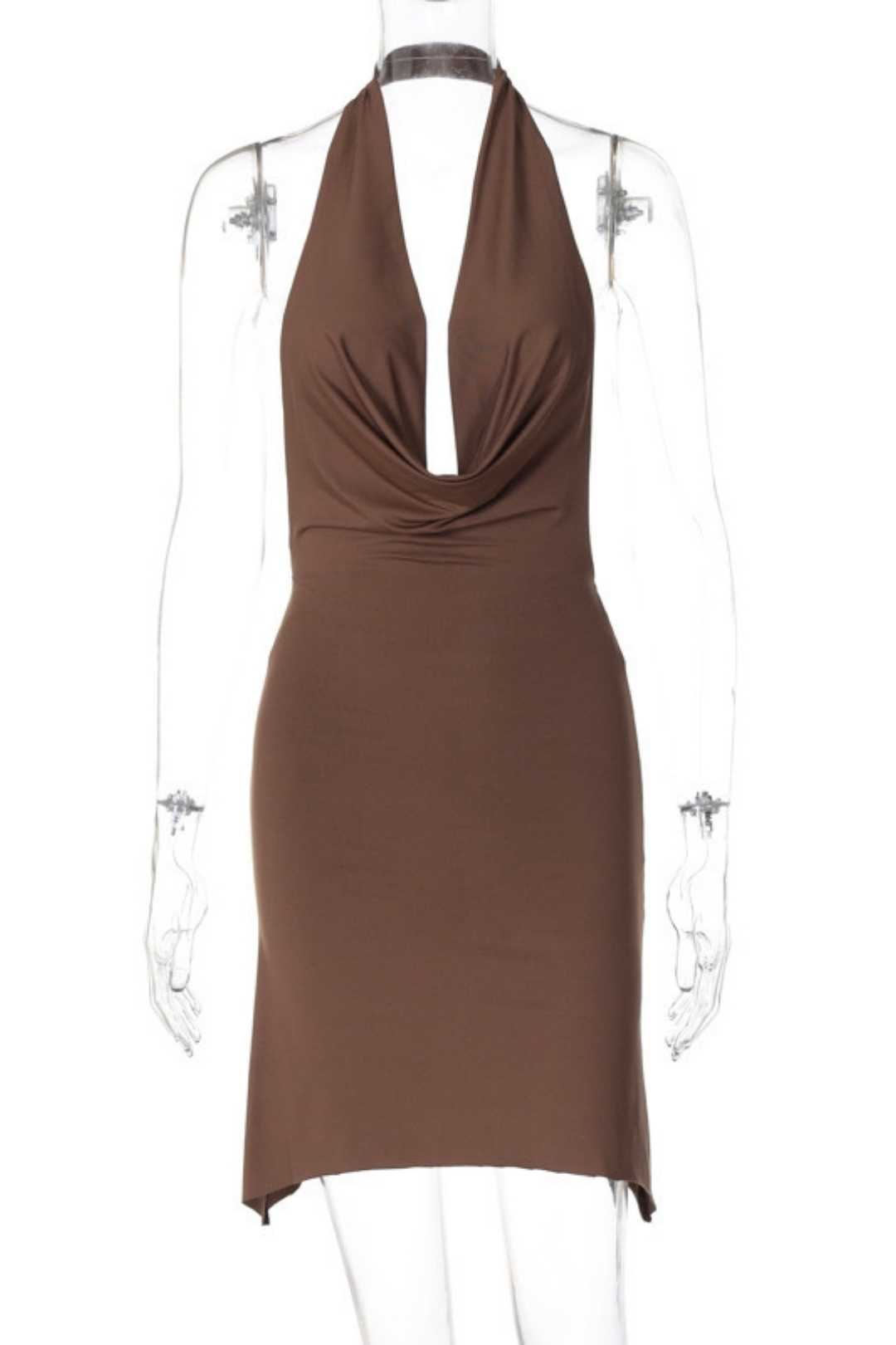 Sexy Deep V Hollow Backless Sleeveless Dress