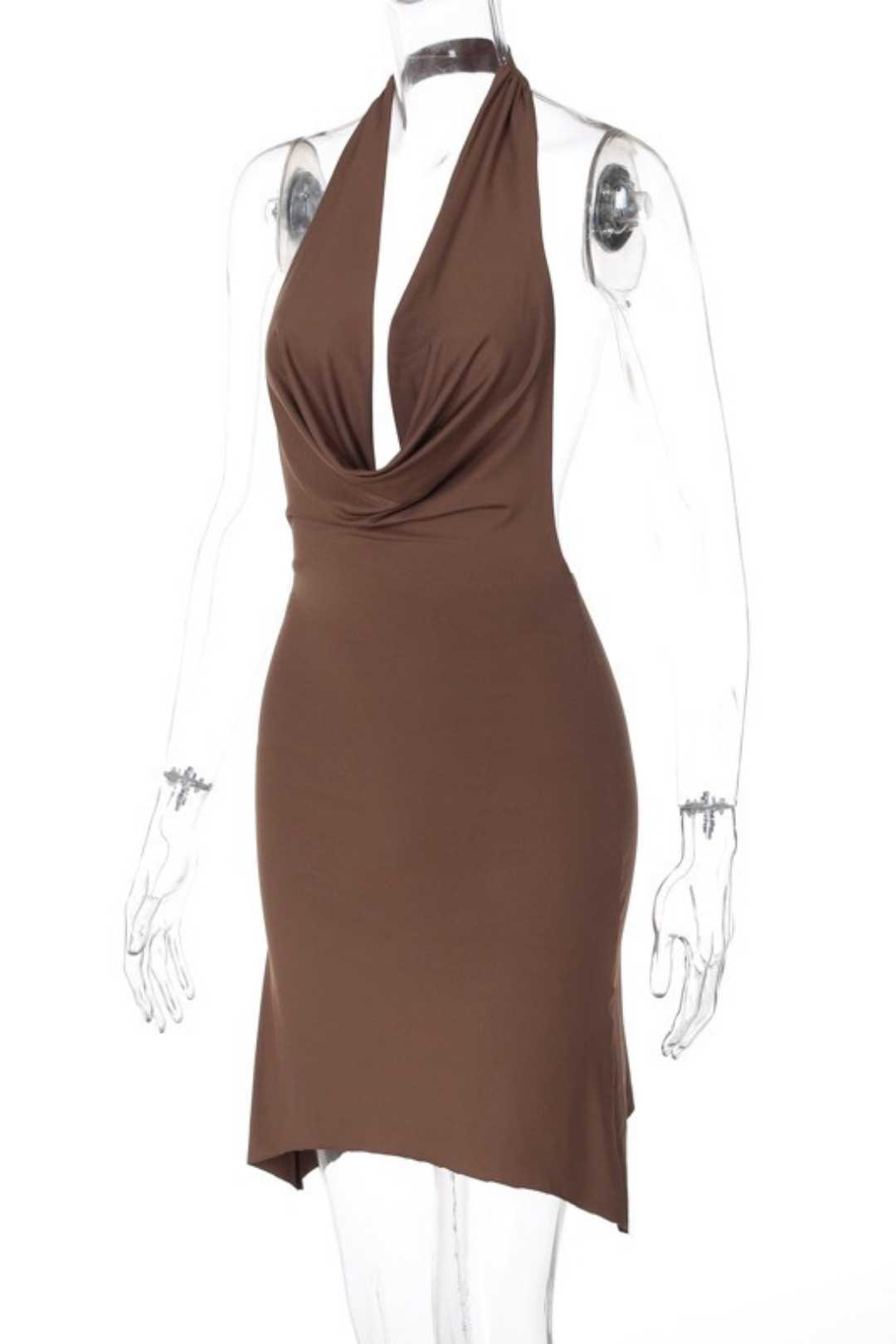 Sexy Deep V Hollow Backless Sleeveless Dress