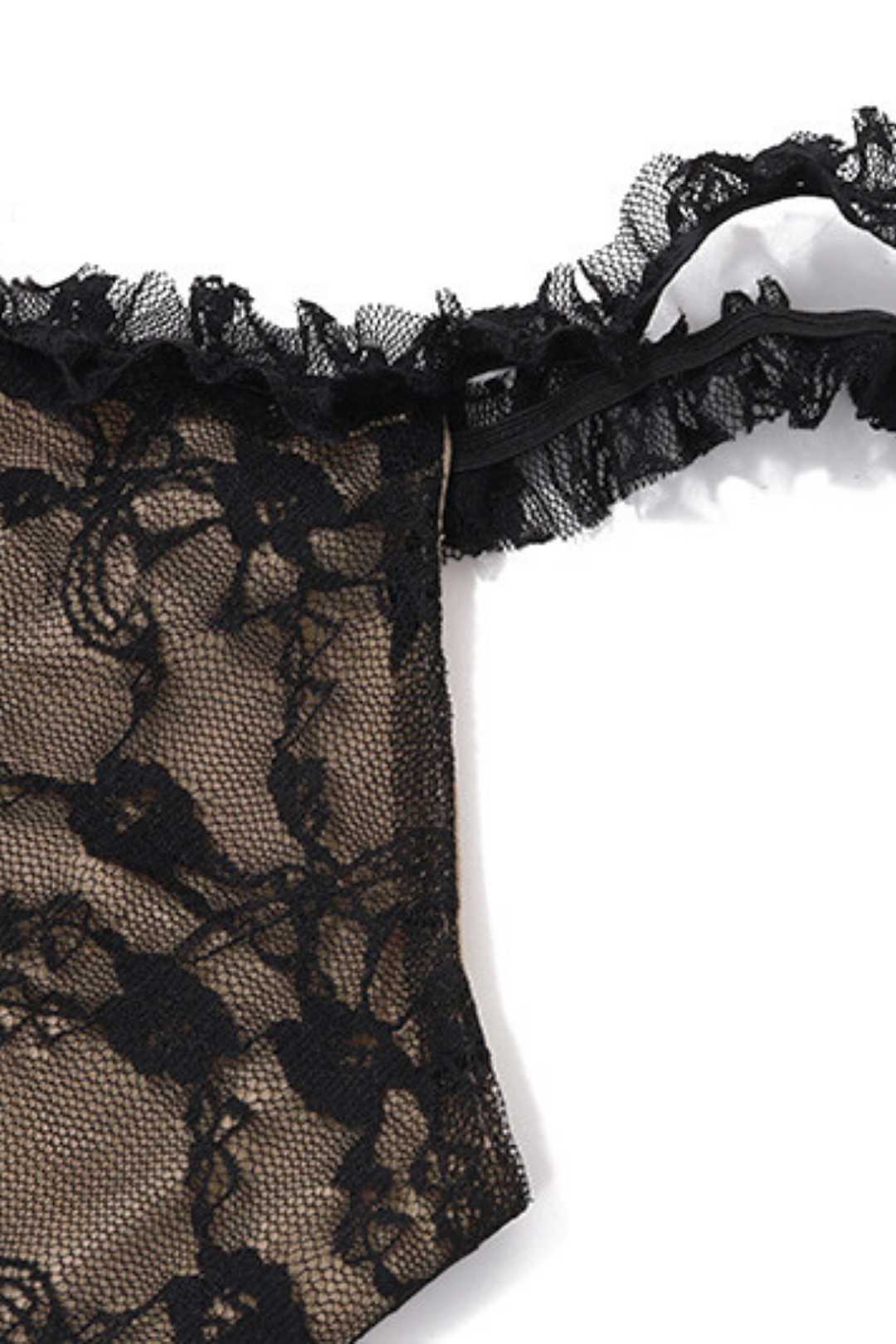 Ment Lace Mesh Splicing Suspender Dress