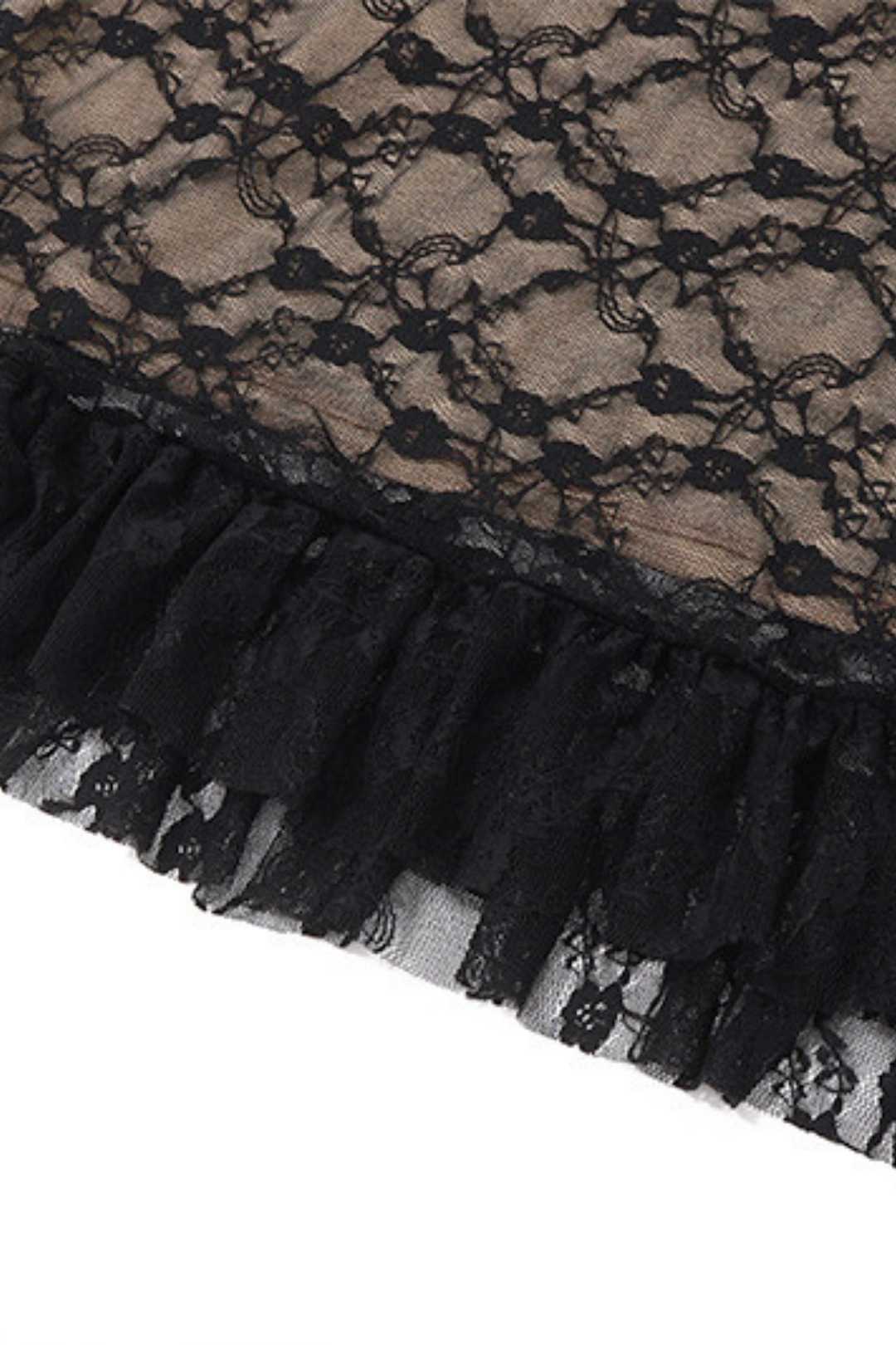 Ment Lace Mesh Splicing Suspender Dress