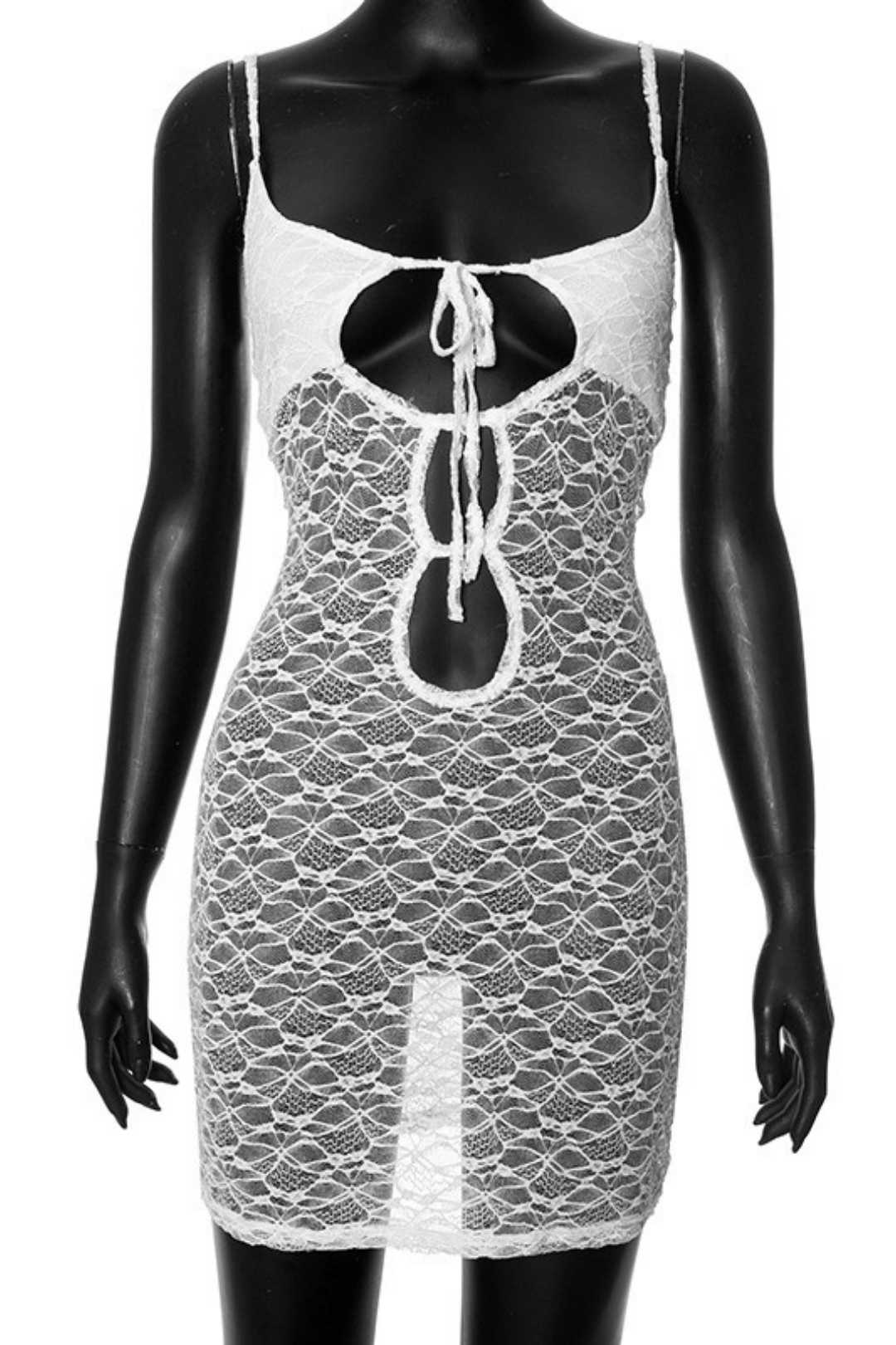 Slim Fit Hollow Lace Sexy Suspender Dress