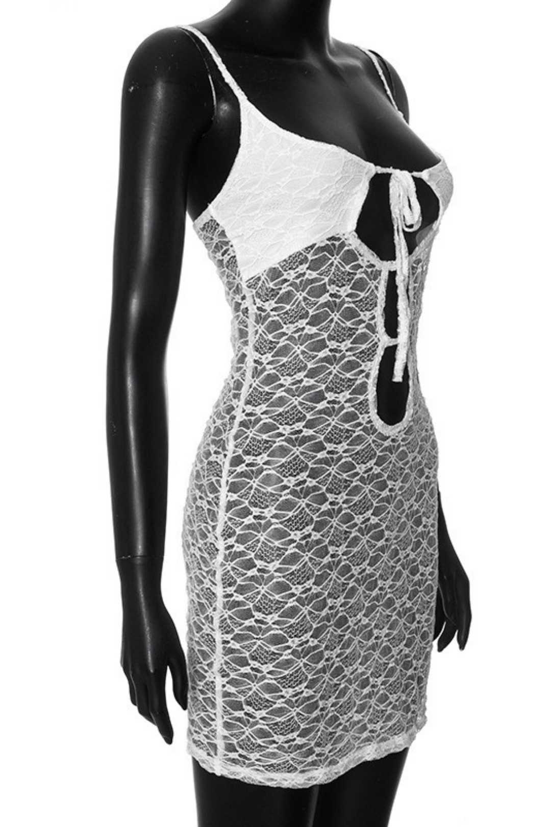 Slim Fit Hollow Lace Sexy Suspender Dress