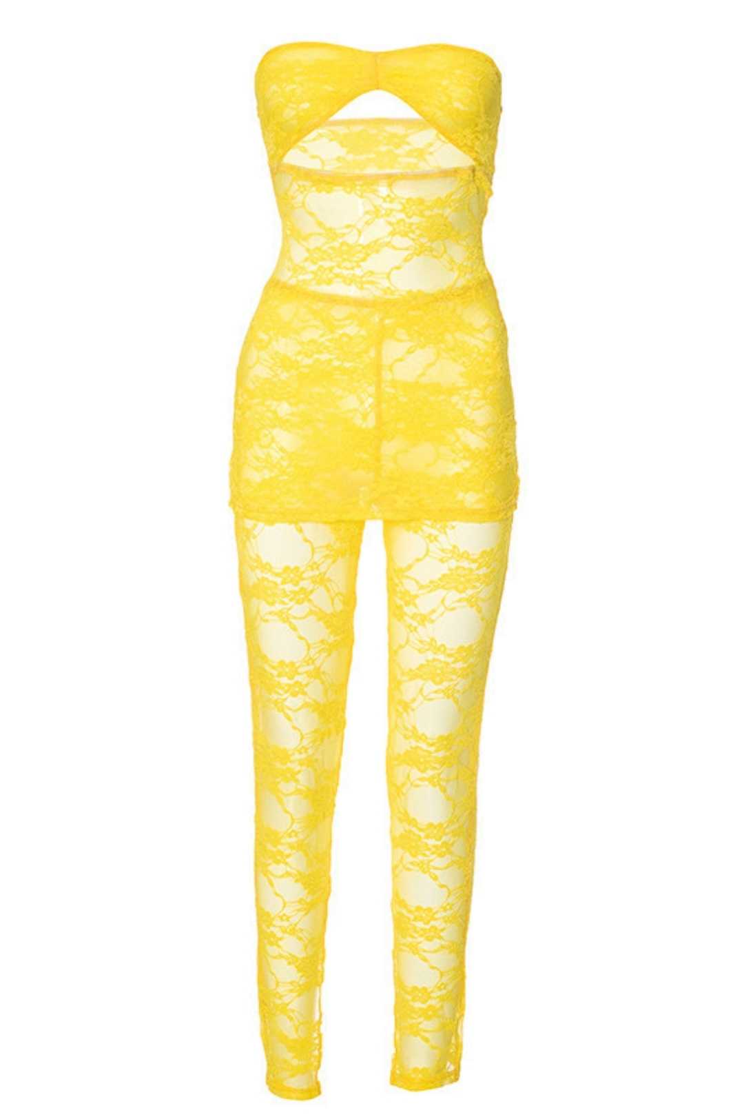 Lace Wrapped Short Skirt, Slim Trousers Suit