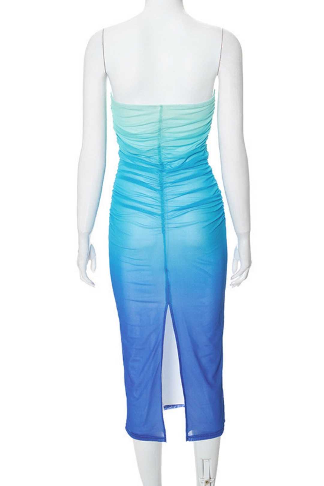 Gradient Color Hip-hugging Slim Midi Dress