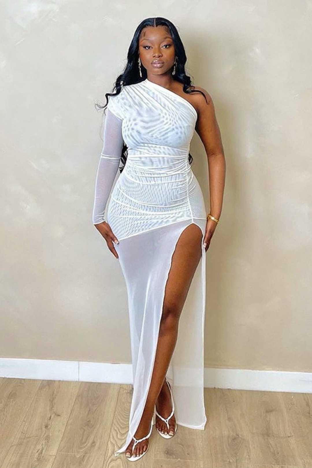 See-through Mesh Sexy Backless Slim Hip-hugging Dress