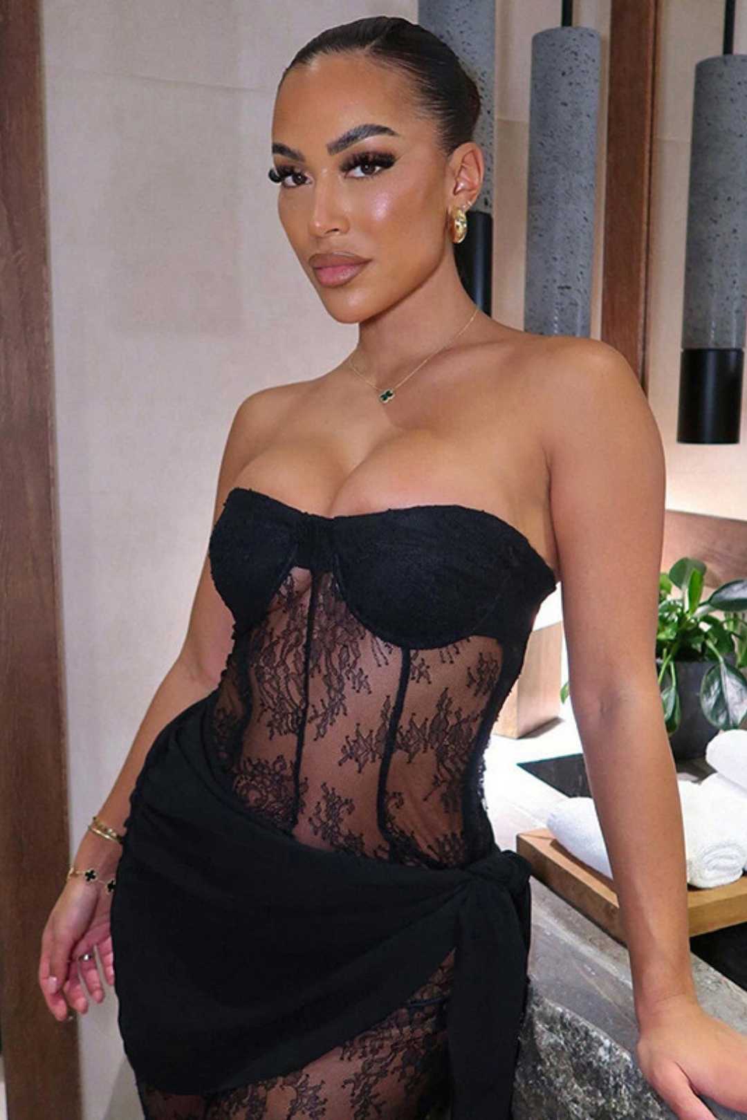 Lace Breast-wrapped Jumpsuit And Skirt