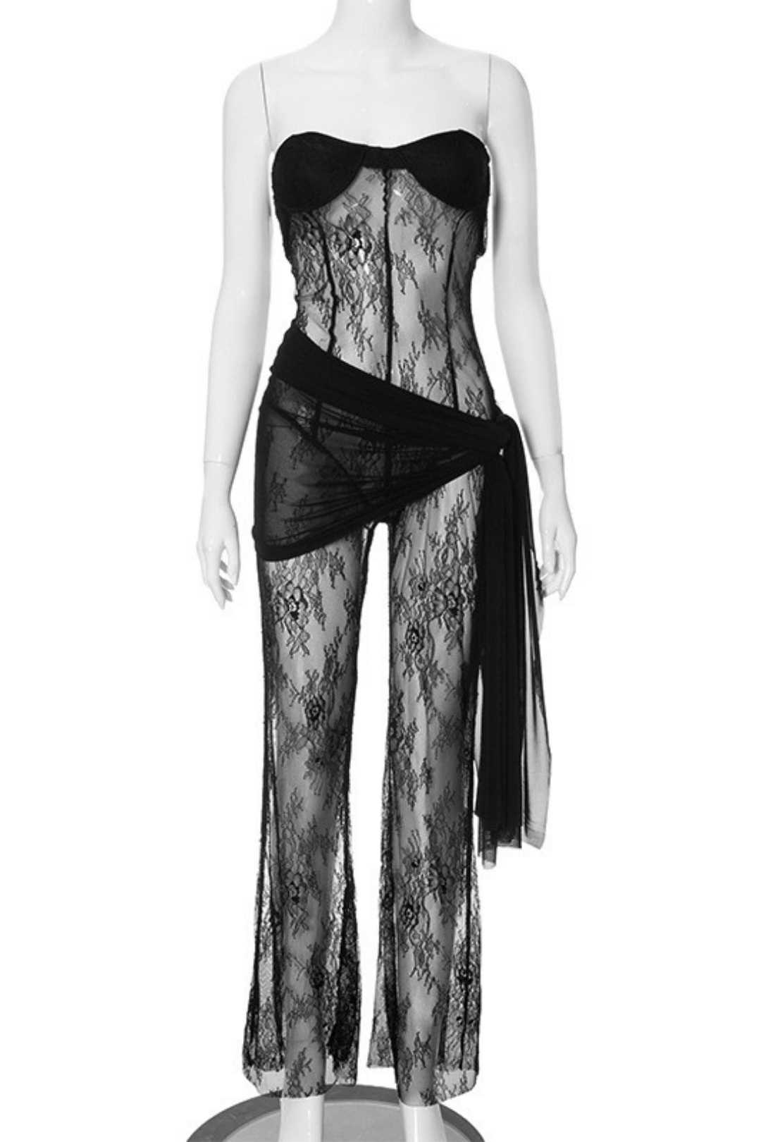Lace Breast-wrapped Jumpsuit And Skirt