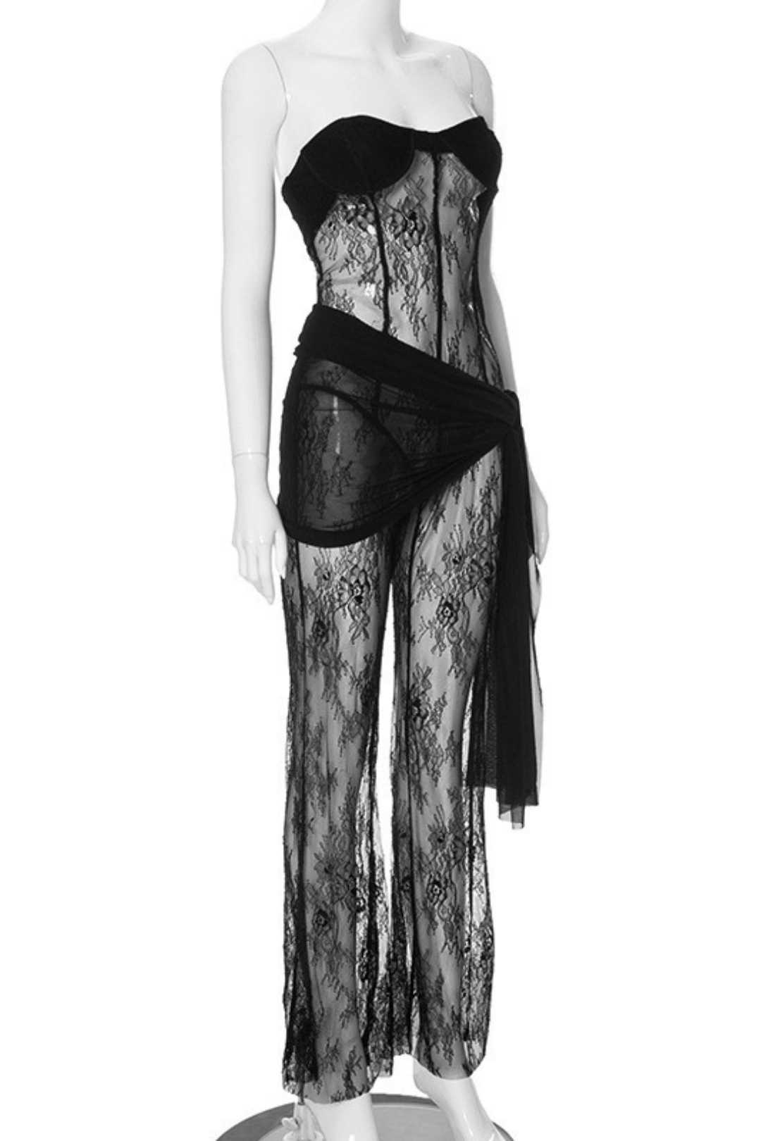 Lace Breast-wrapped Jumpsuit And Skirt