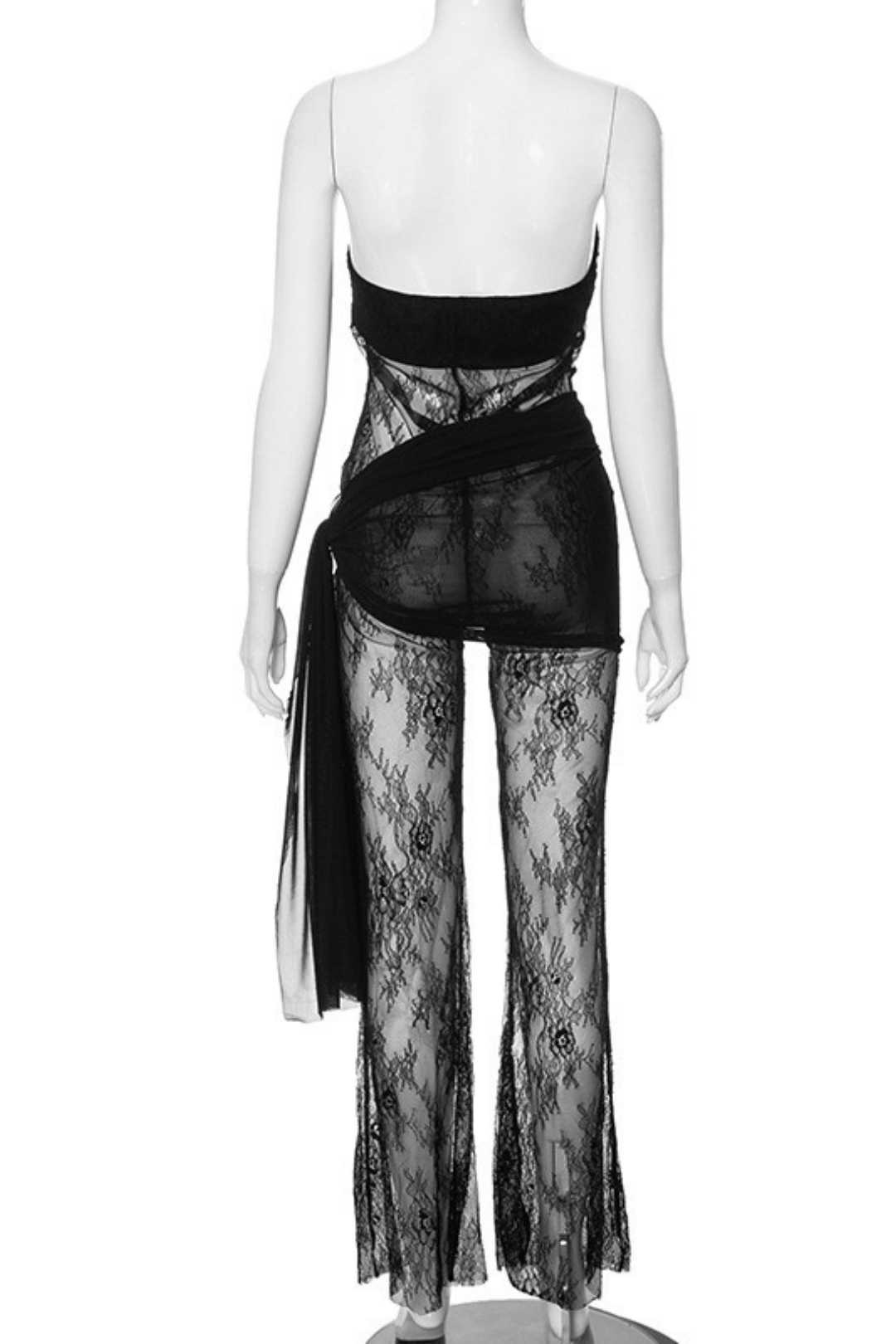 Lace Breast-wrapped Jumpsuit And Skirt