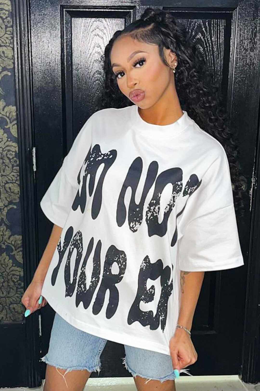 Letter Printing Round Neck Dropped Shoulder Sleeves Casual Large Size T-shirt Top