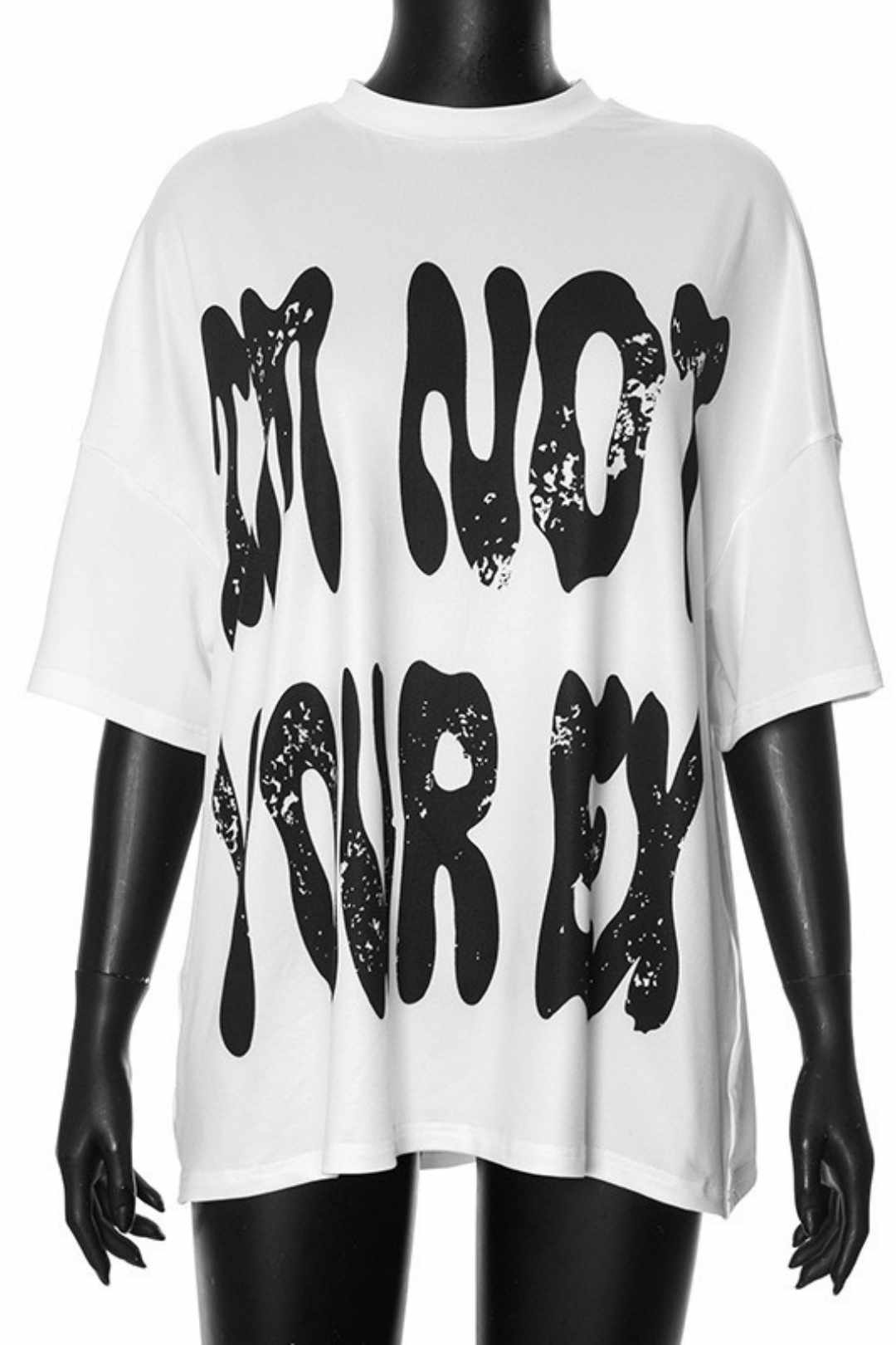 Letter Printing Round Neck Dropped Shoulder Sleeves Casual Large Size T-shirt Top