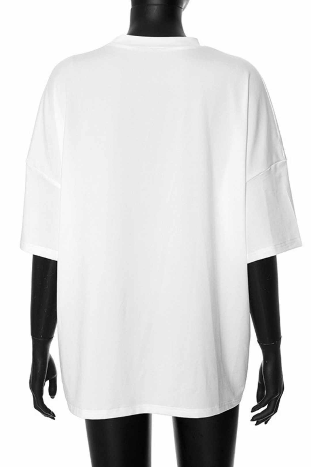 Letter Printing Round Neck Dropped Shoulder Sleeves Casual Large Size T-shirt Top