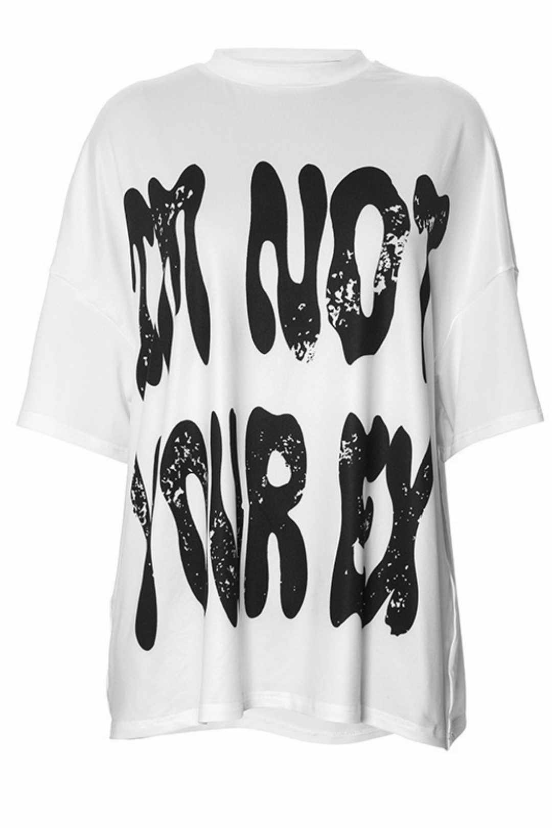 Letter Printing Round Neck Dropped Shoulder Sleeves Casual Large Size T-shirt Top