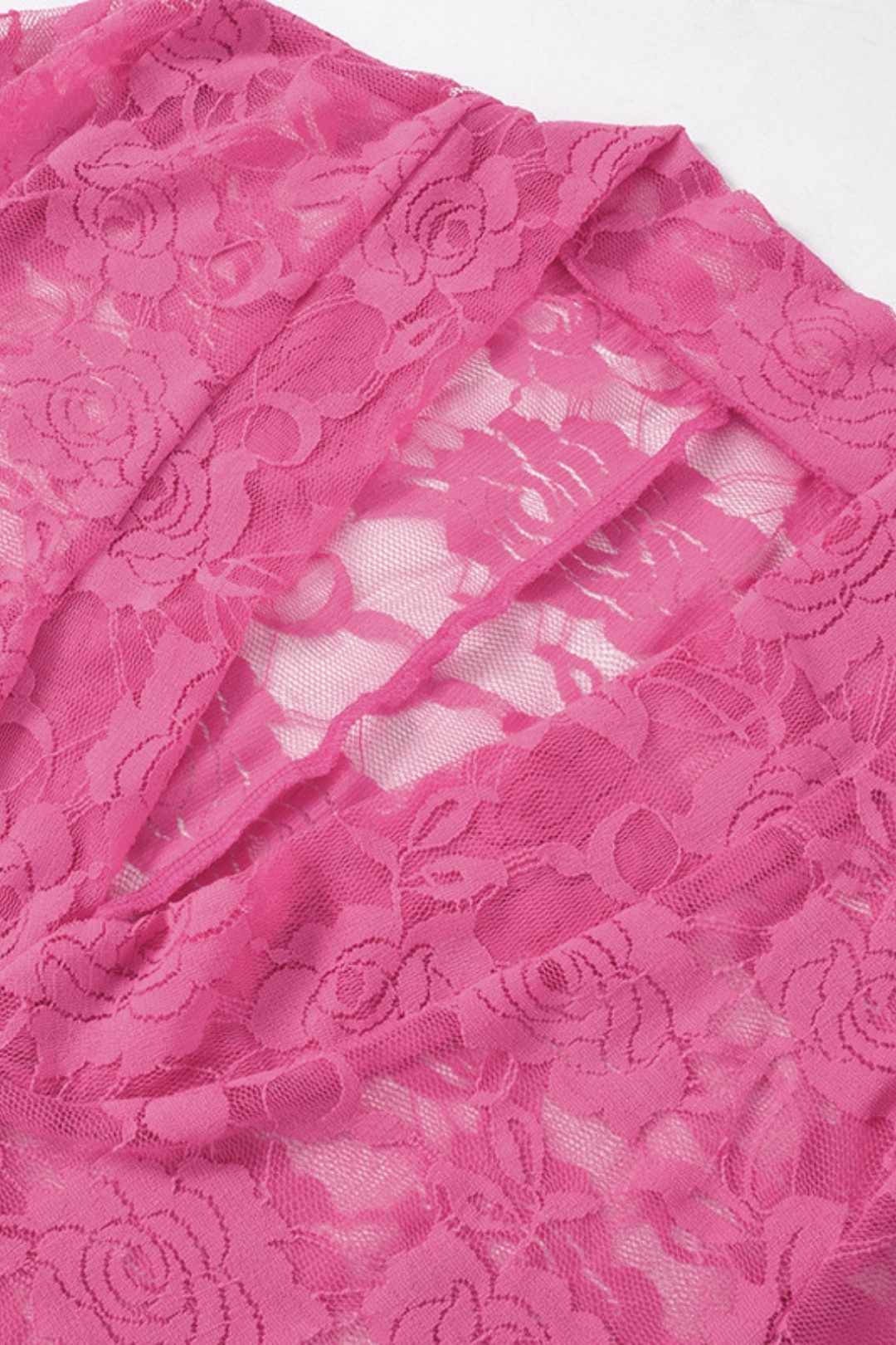 Solid Color Lace Stitching Deep V-neck Short-sleeved Tight Jumpsuit