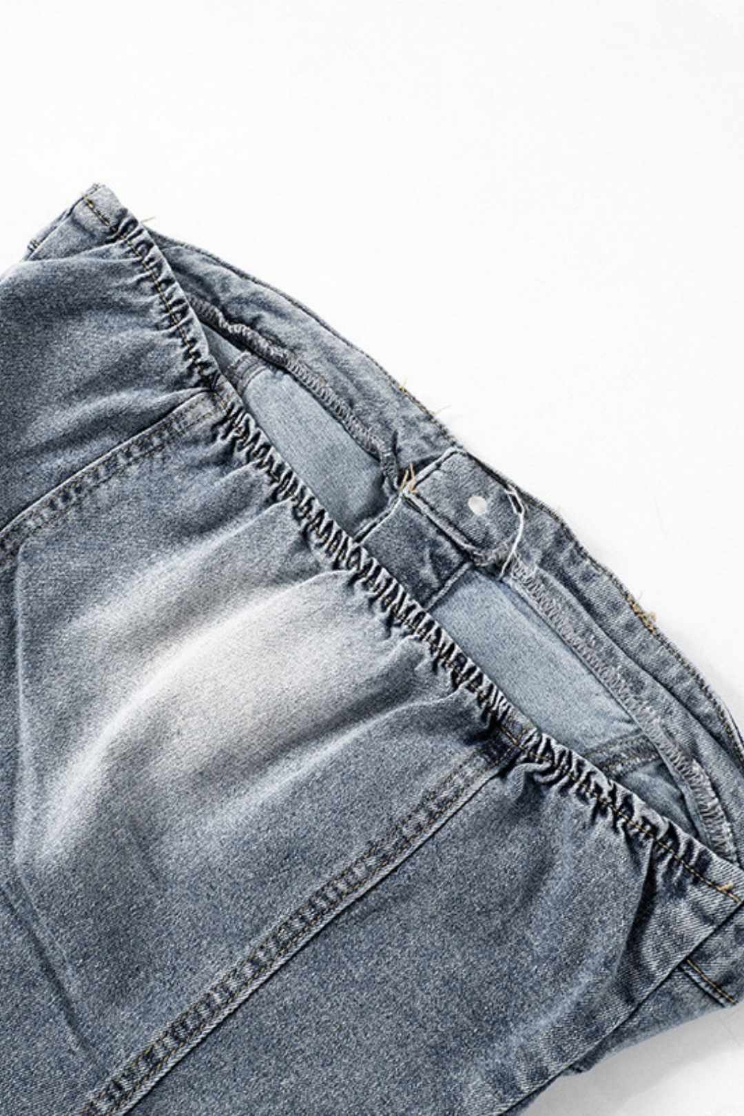 One-shoulder Cross-embroidery Washed And Aged Slim-fitting Jumpsuit 