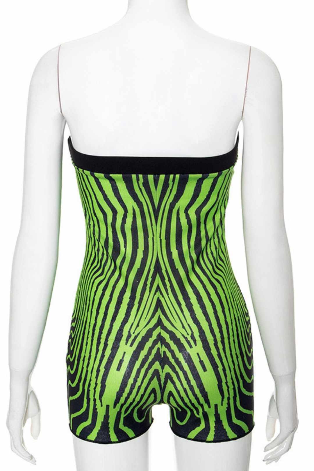 Striped Print Sleeveless One-piece Collar Tube Top Woolen Jumpsuit