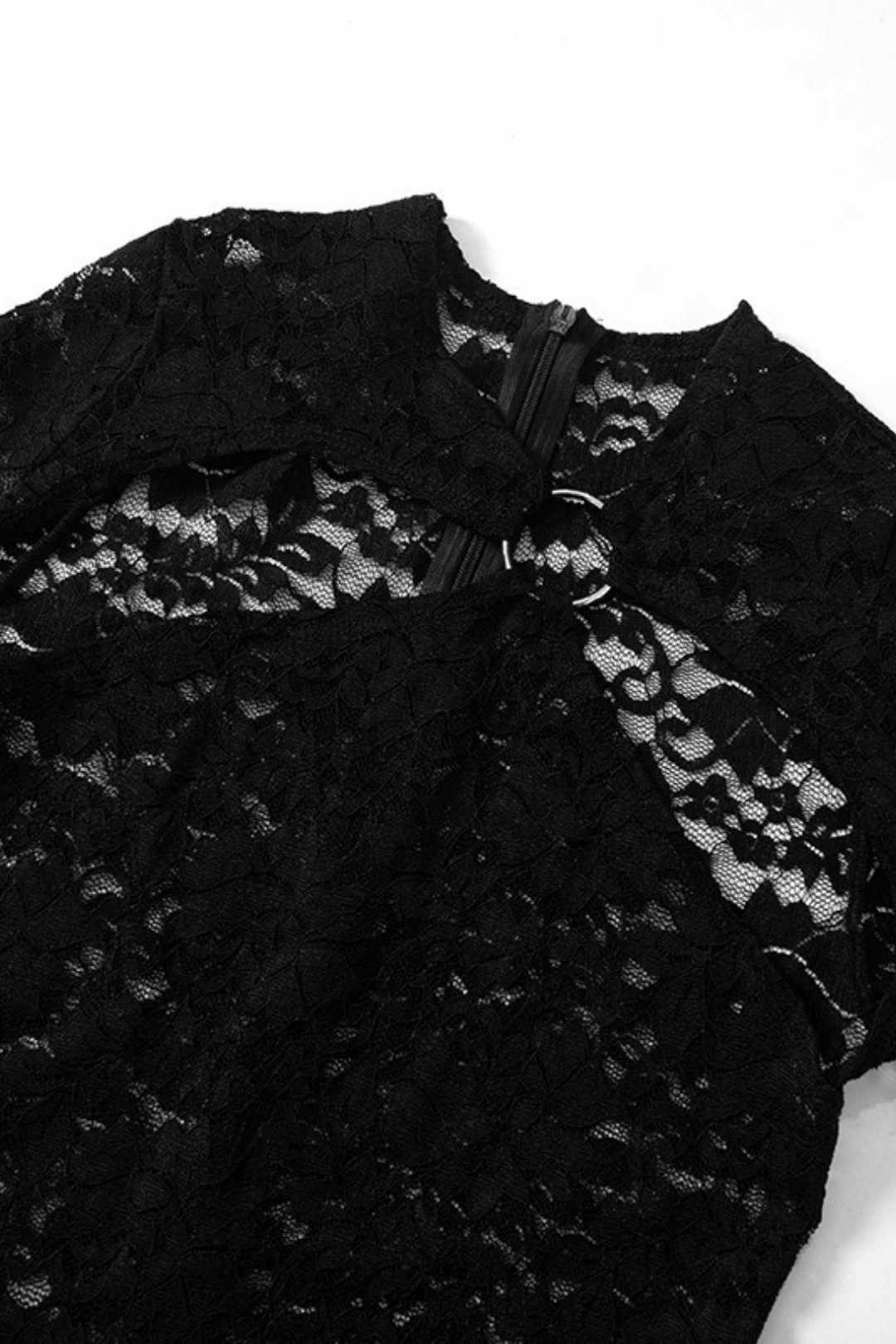 Hollow Jewelry Splicing Long-sleeved Gloves Lace Jumpsuit