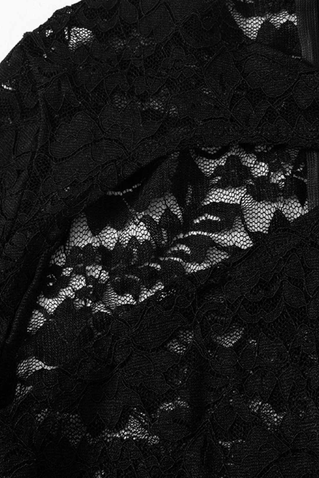 Hollow Jewelry Splicing Long-sleeved Gloves Lace Jumpsuit