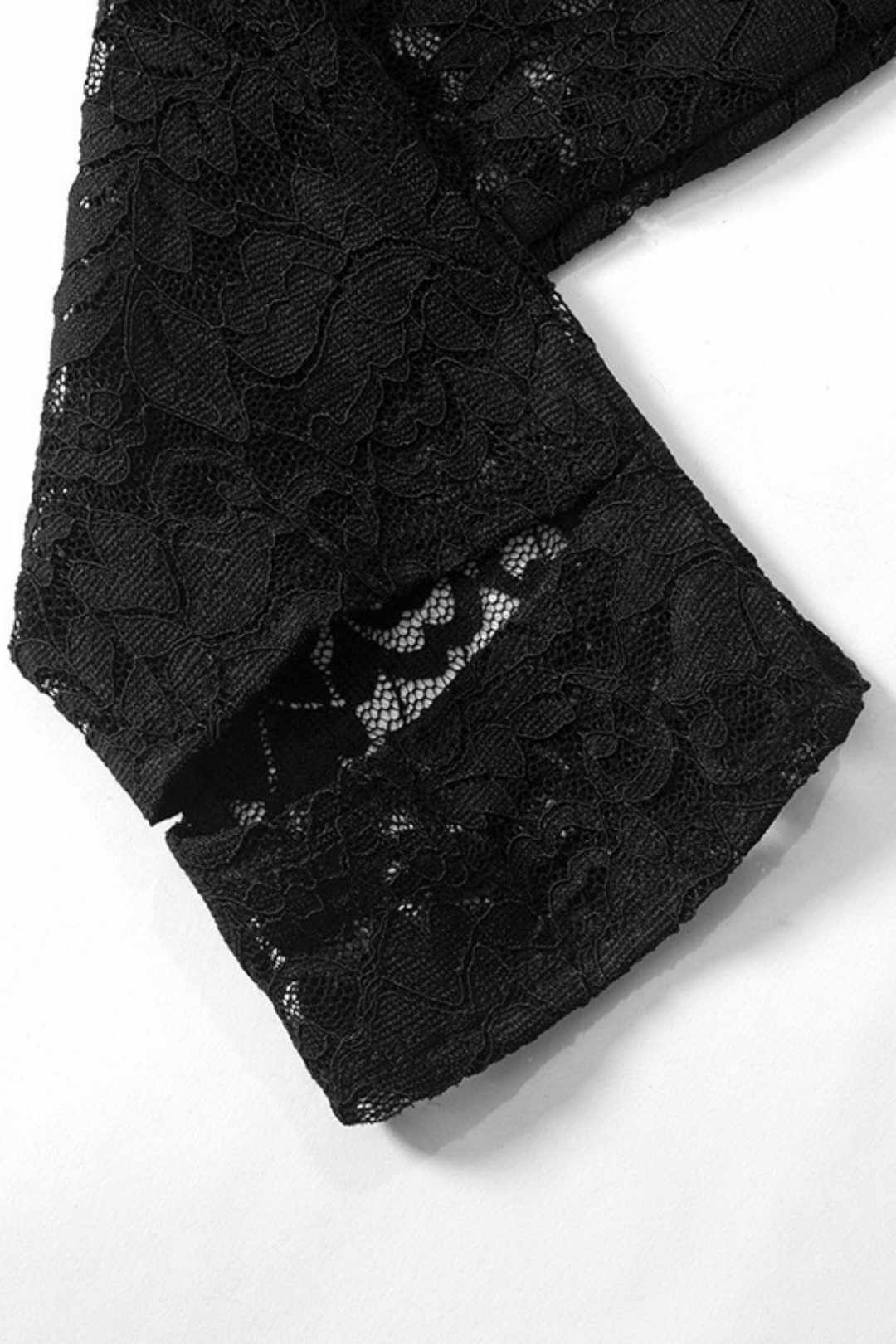 Hollow Jewelry Splicing Long-sleeved Gloves Lace Jumpsuit