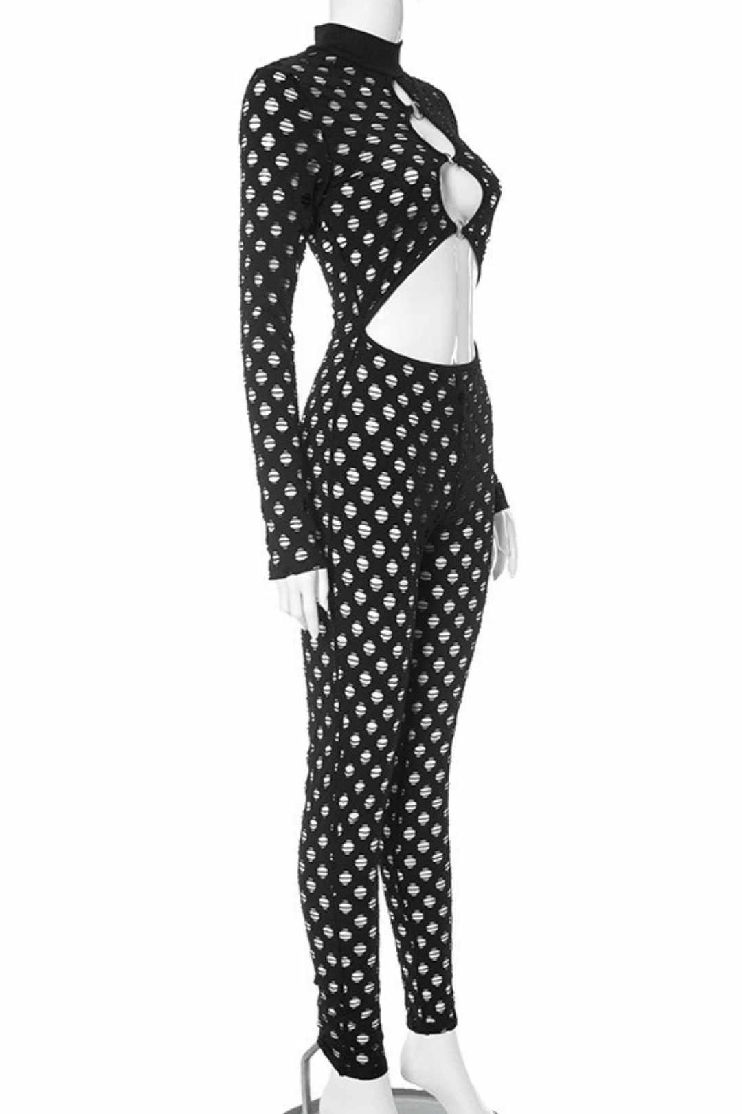 Ripped Holes Hollow Tight Tight Navel Exposed Ring Jumpsuit