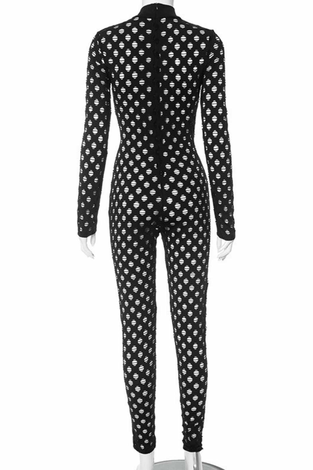 Ripped Holes Hollow Tight Tight Navel Exposed Ring Jumpsuit