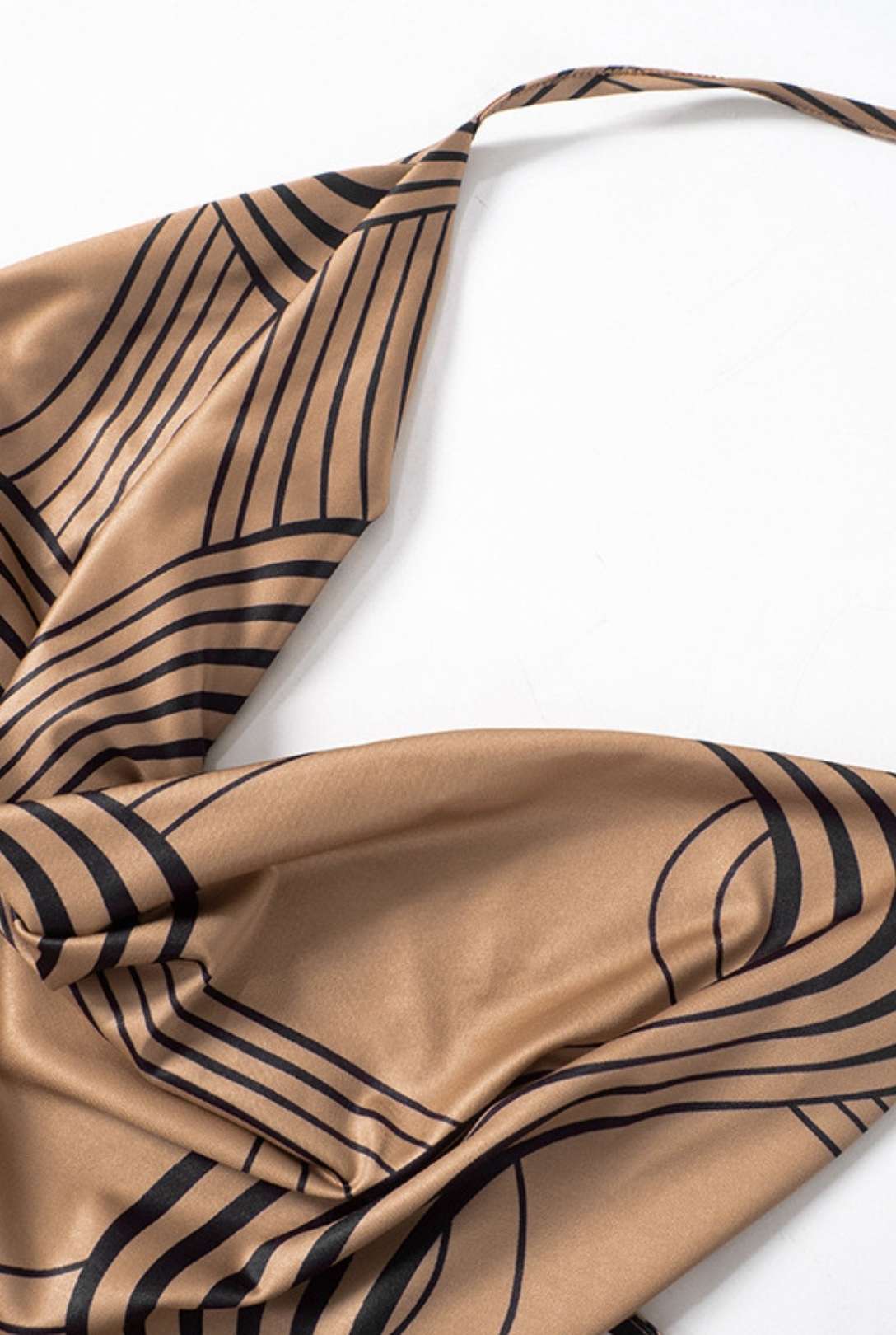 Striped Print Sleeveless Halter Neck Tie Rope Backless Jumpsuit