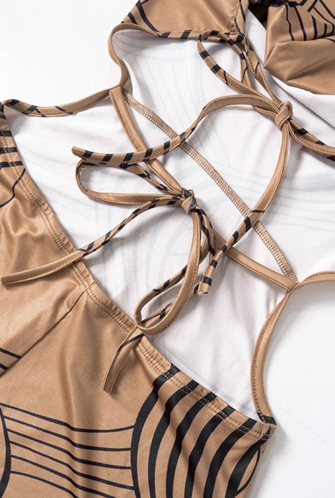 Striped Print Sleeveless Halter Neck Tie Rope Backless Jumpsuit