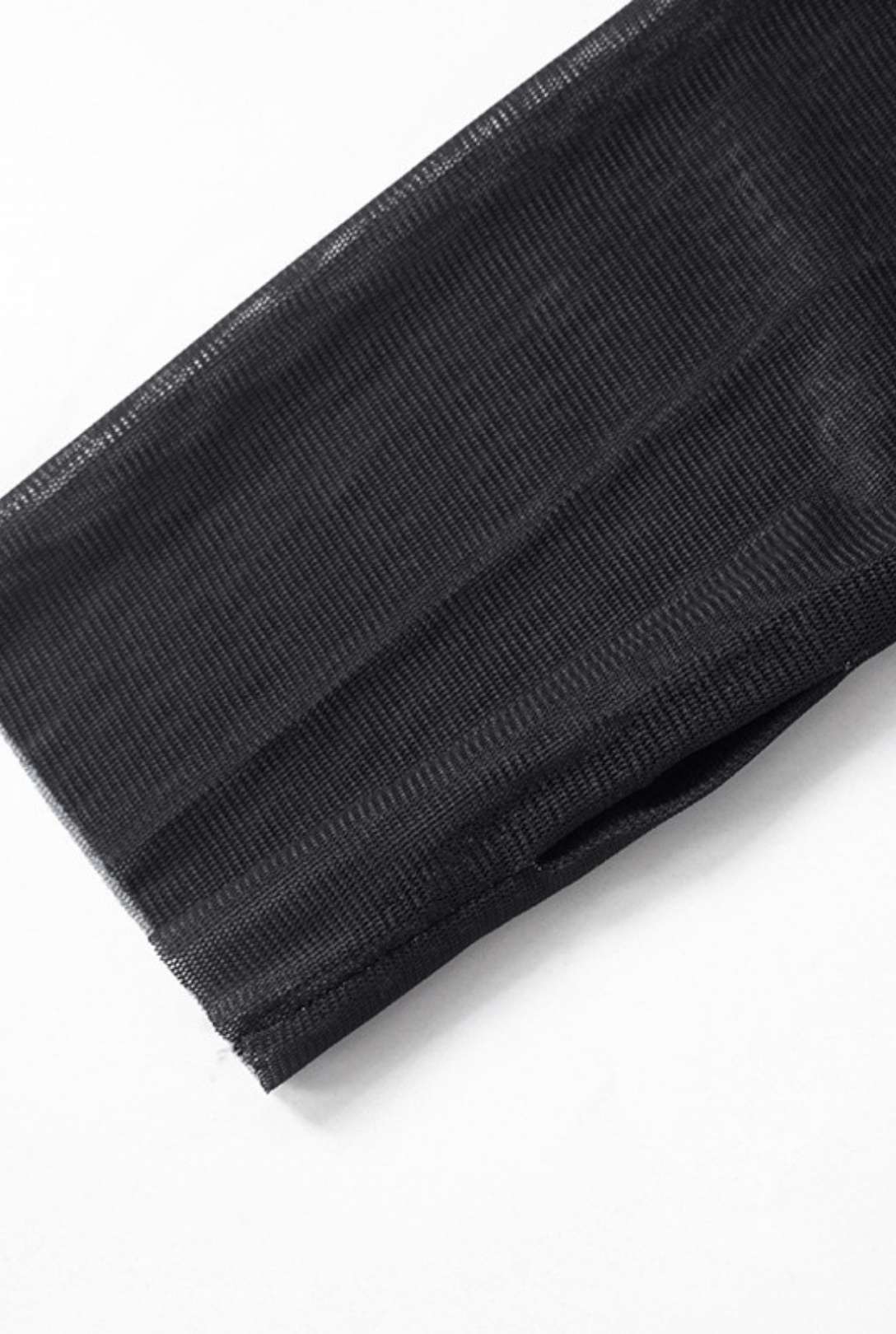 Mesh Printed Backless Rope Round Neck Long-sleeved Dress