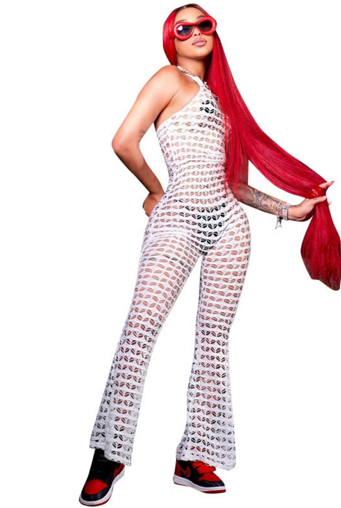 Sleeveless Halter Neck Backless Flared Jumpsuit