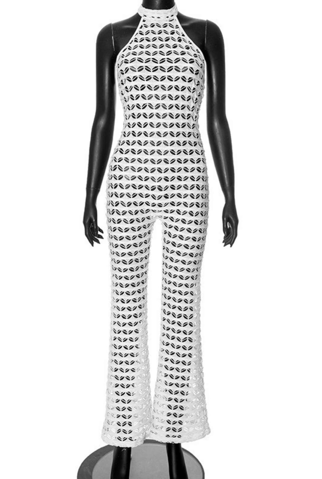 Sleeveless Halter Neck Backless Flared Jumpsuit