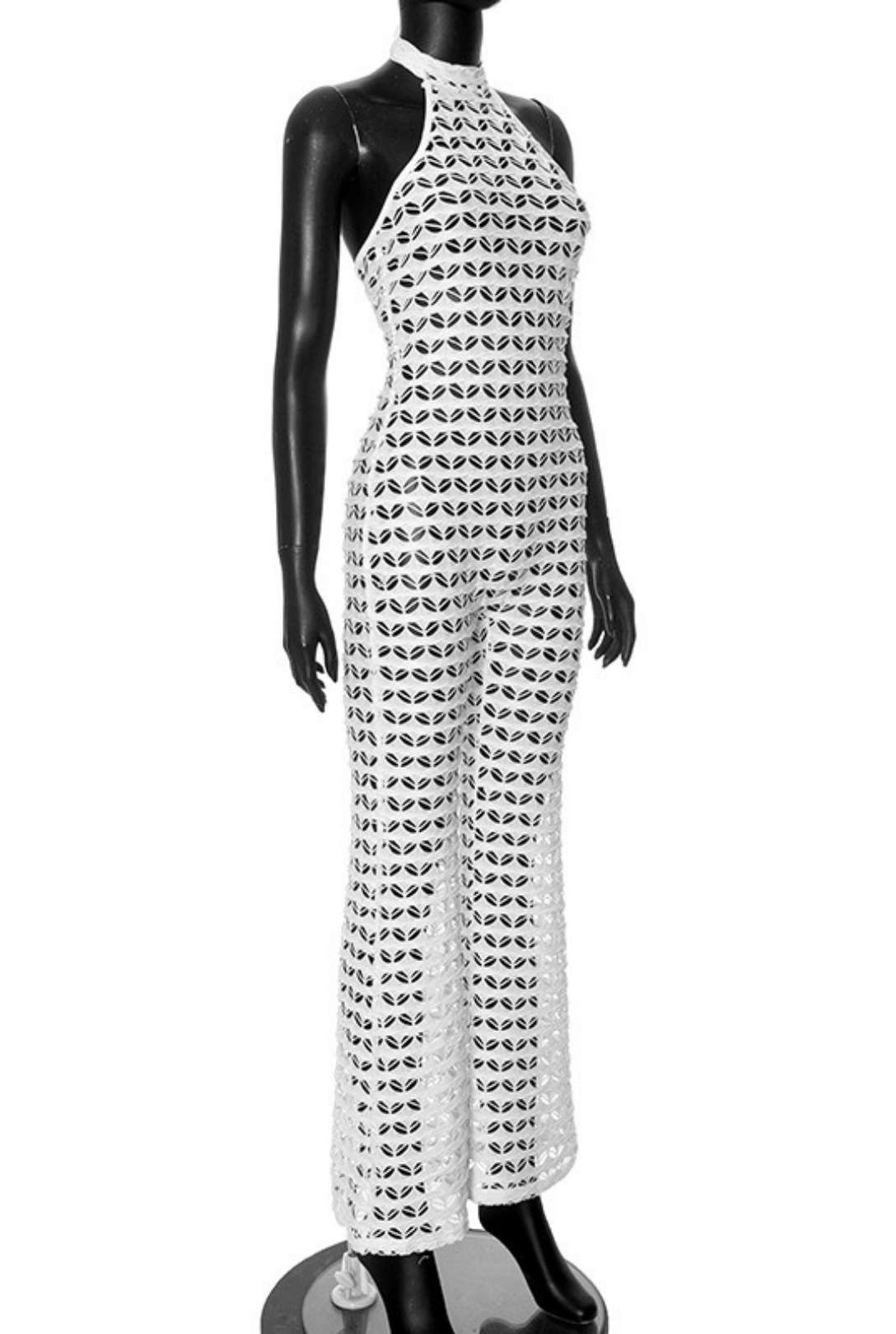 Sleeveless Halter Neck Backless Flared Jumpsuit