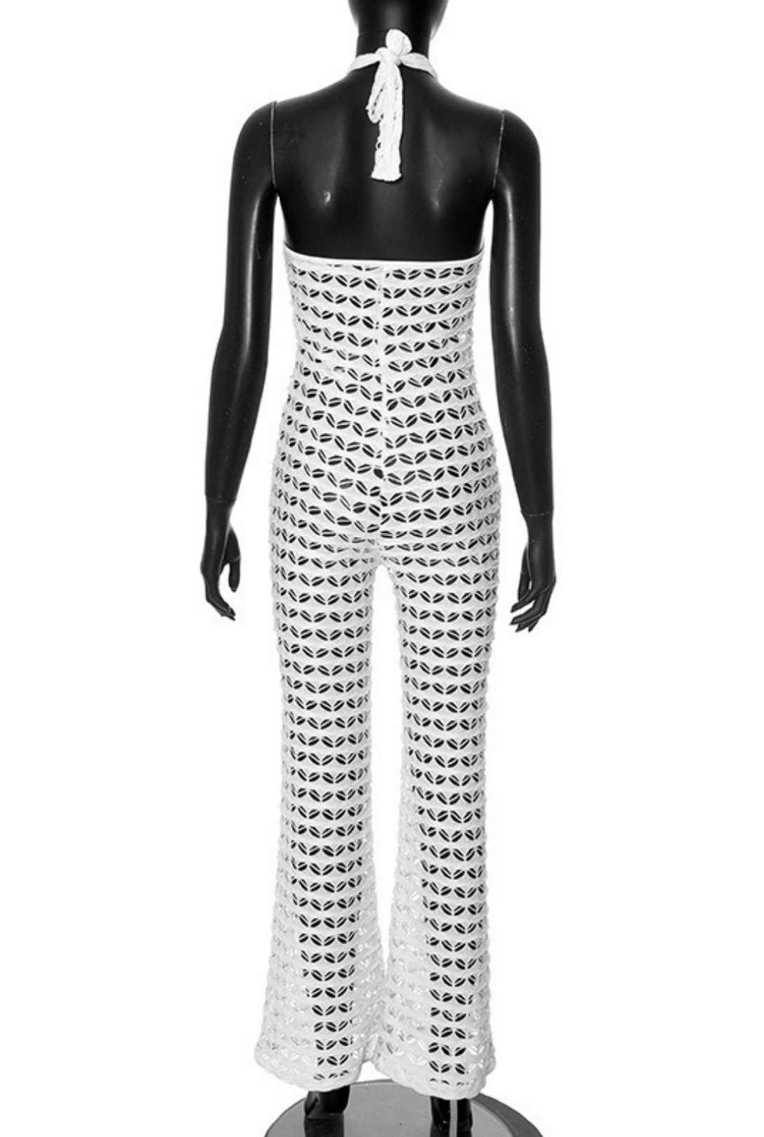 Sleeveless Halter Neck Backless Flared Jumpsuit